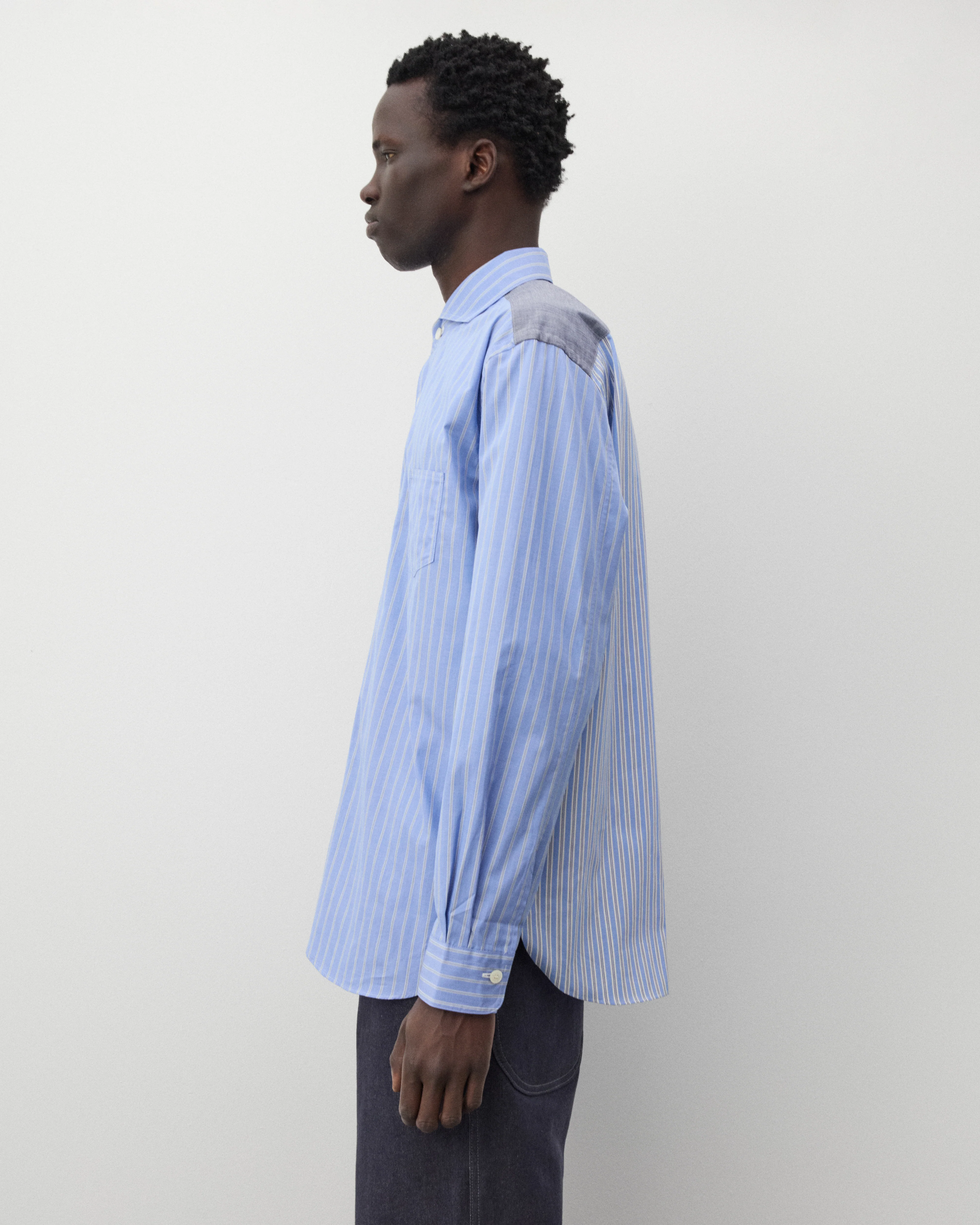Junya Watanabe Man - Men's Contrast Stripe Shirt - (Blue)