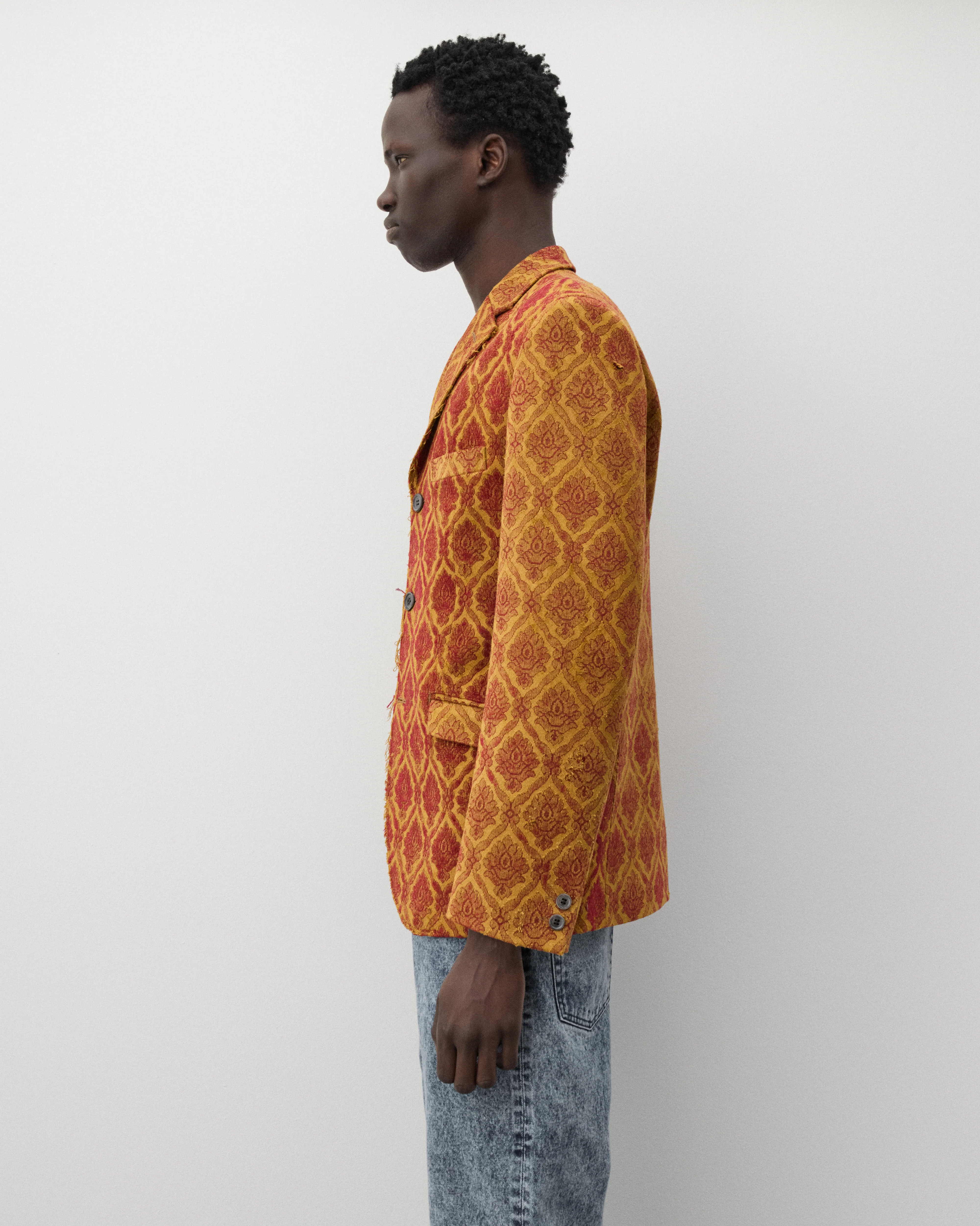 Junya Watanabe Man - Men's Damask Patten Blazer - (Red/Yellow)