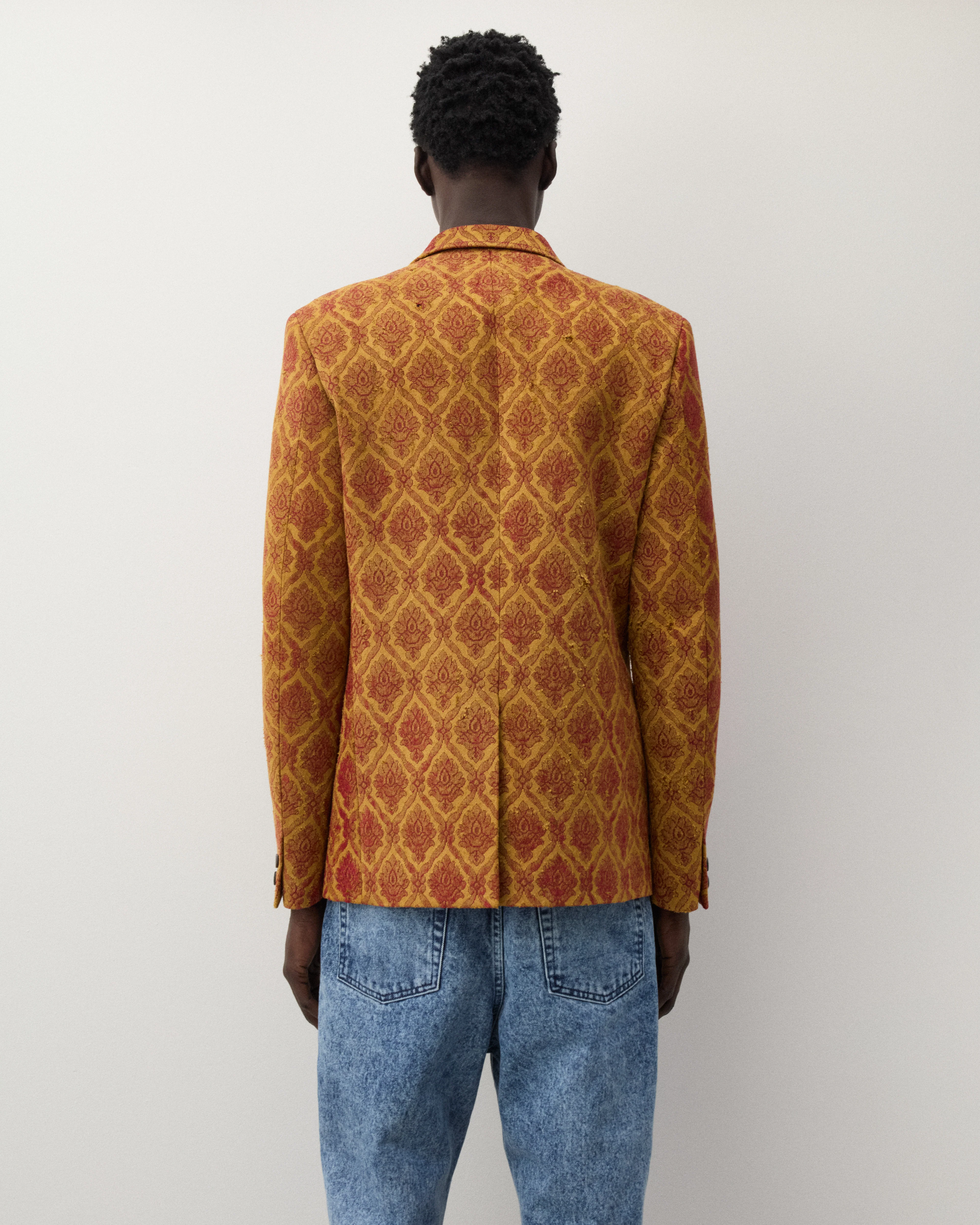 Junya Watanabe Man - Men's Damask Patten Blazer - (Red/Yellow)