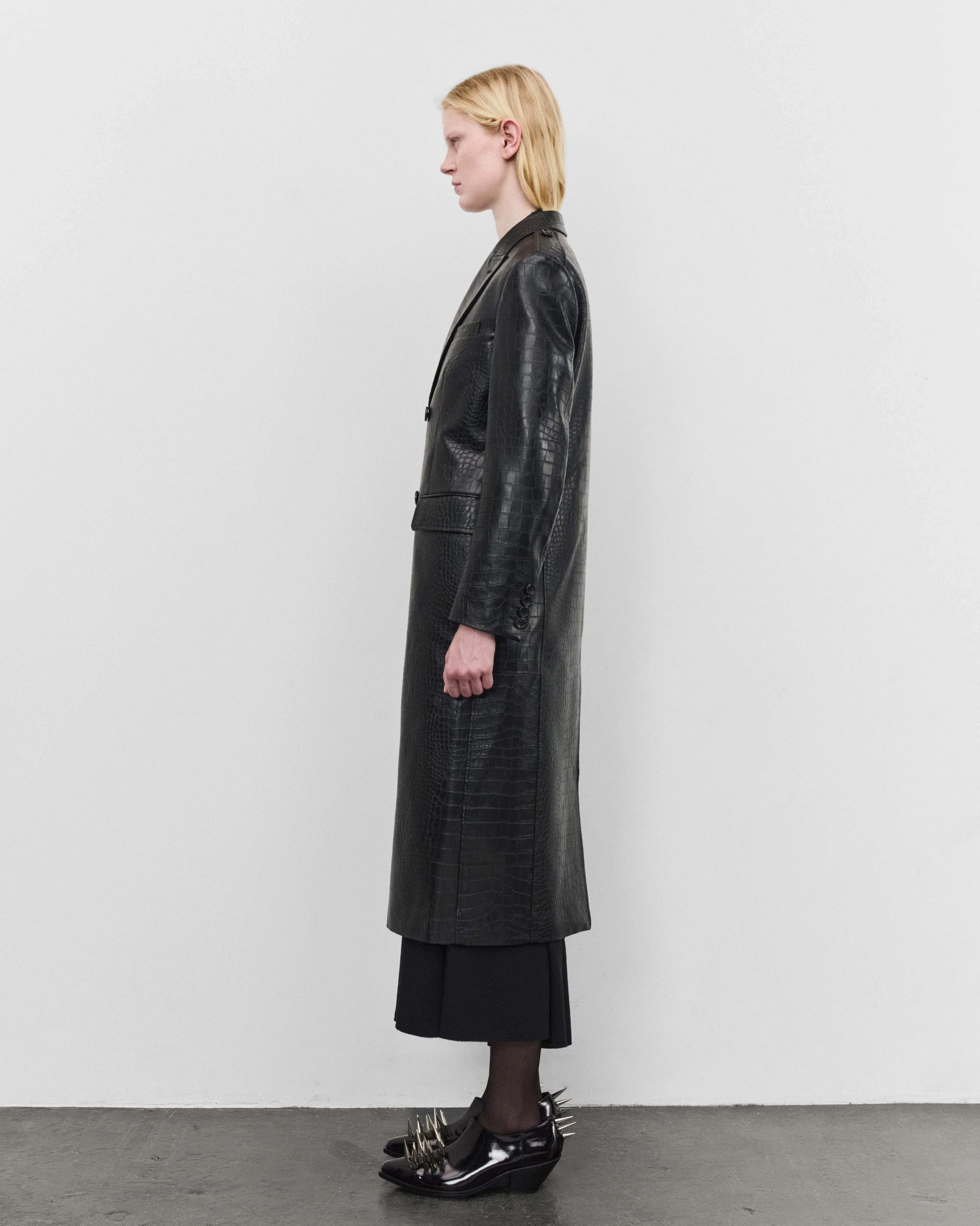 Junya Watanabe - Women's Embossed Double Breasted Coat - (Black)