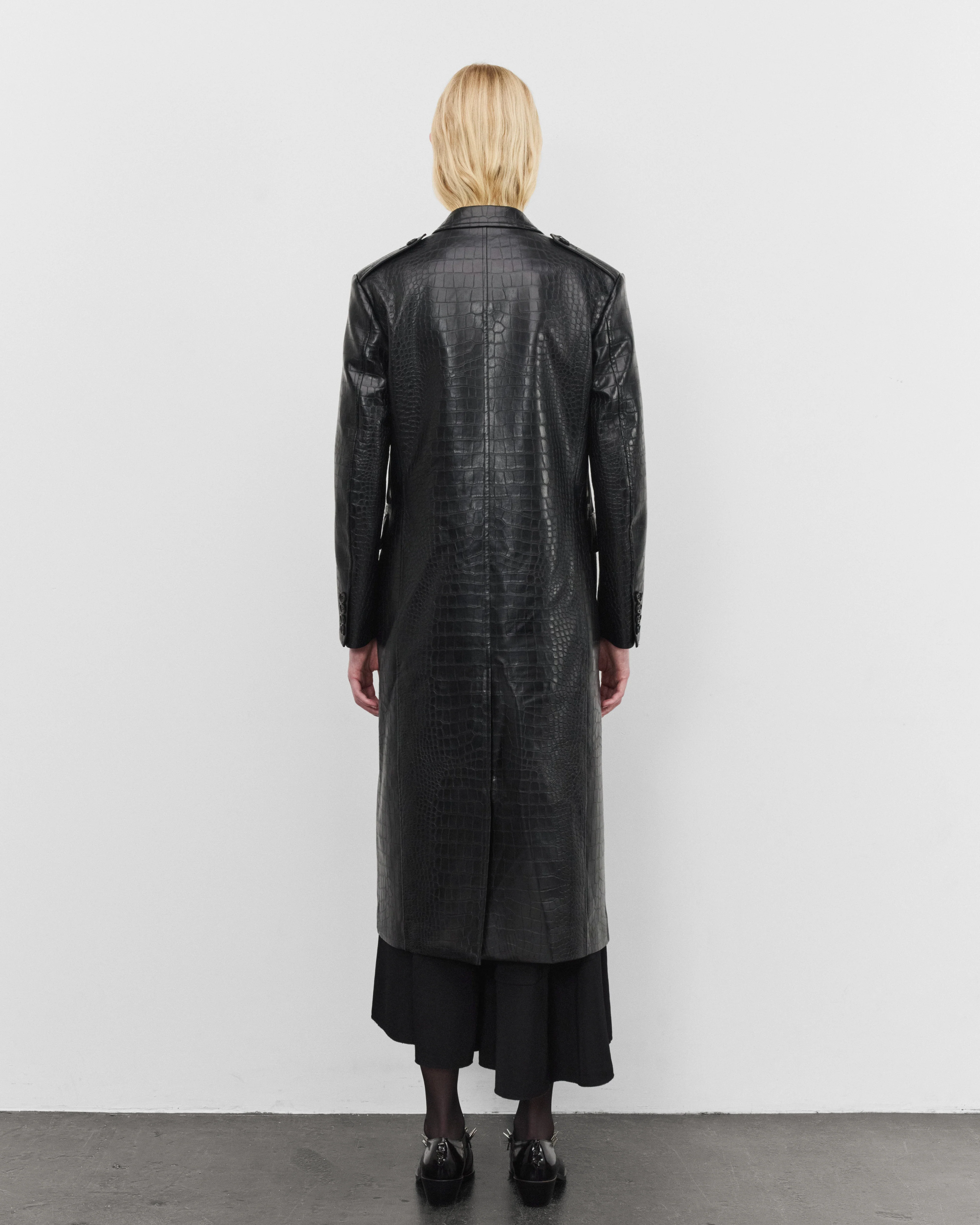 Junya Watanabe - Women's Embossed Double Breasted Coat - (Black)