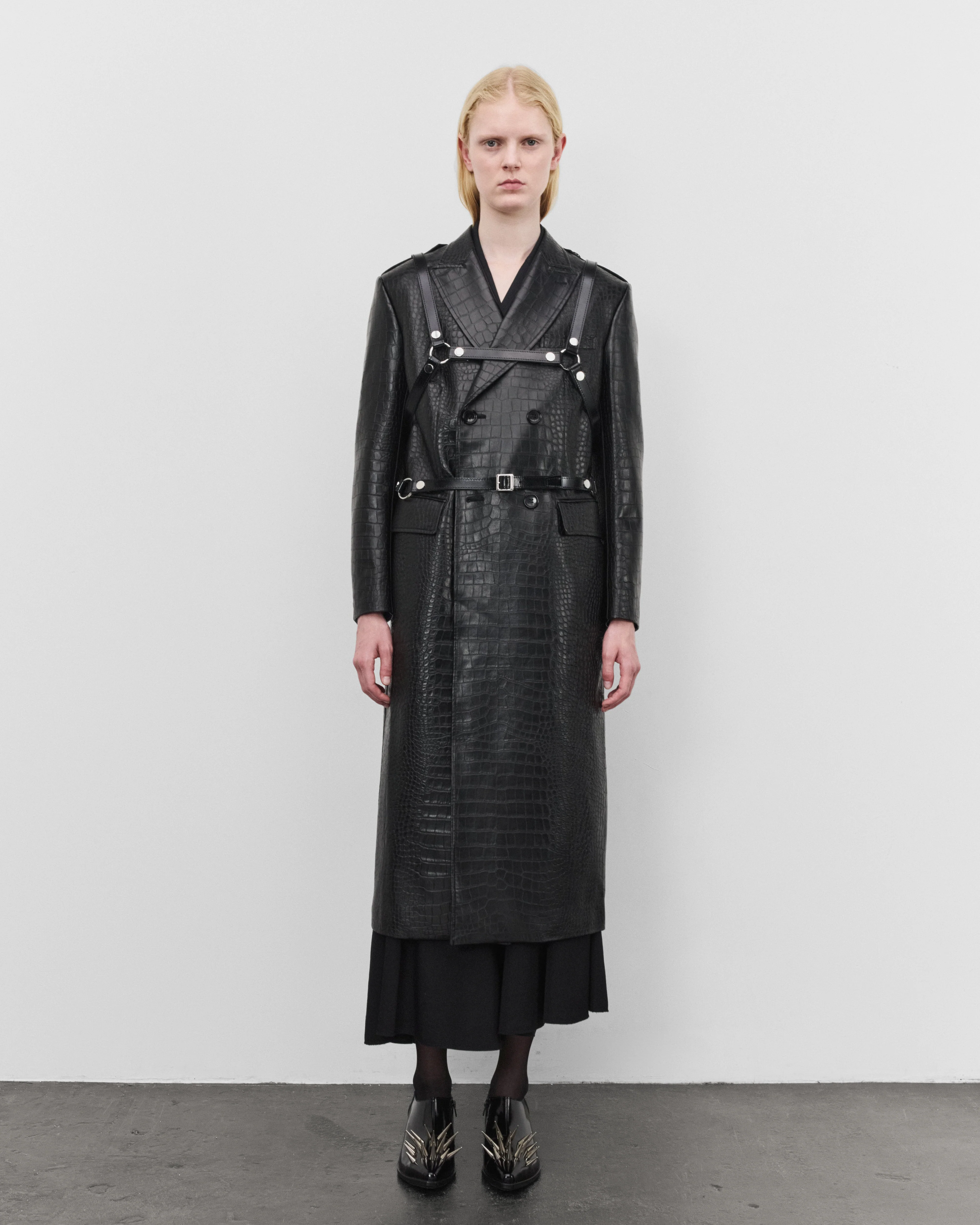 Junya Watanabe - Women's Embossed Double Breasted Coat - (Black)