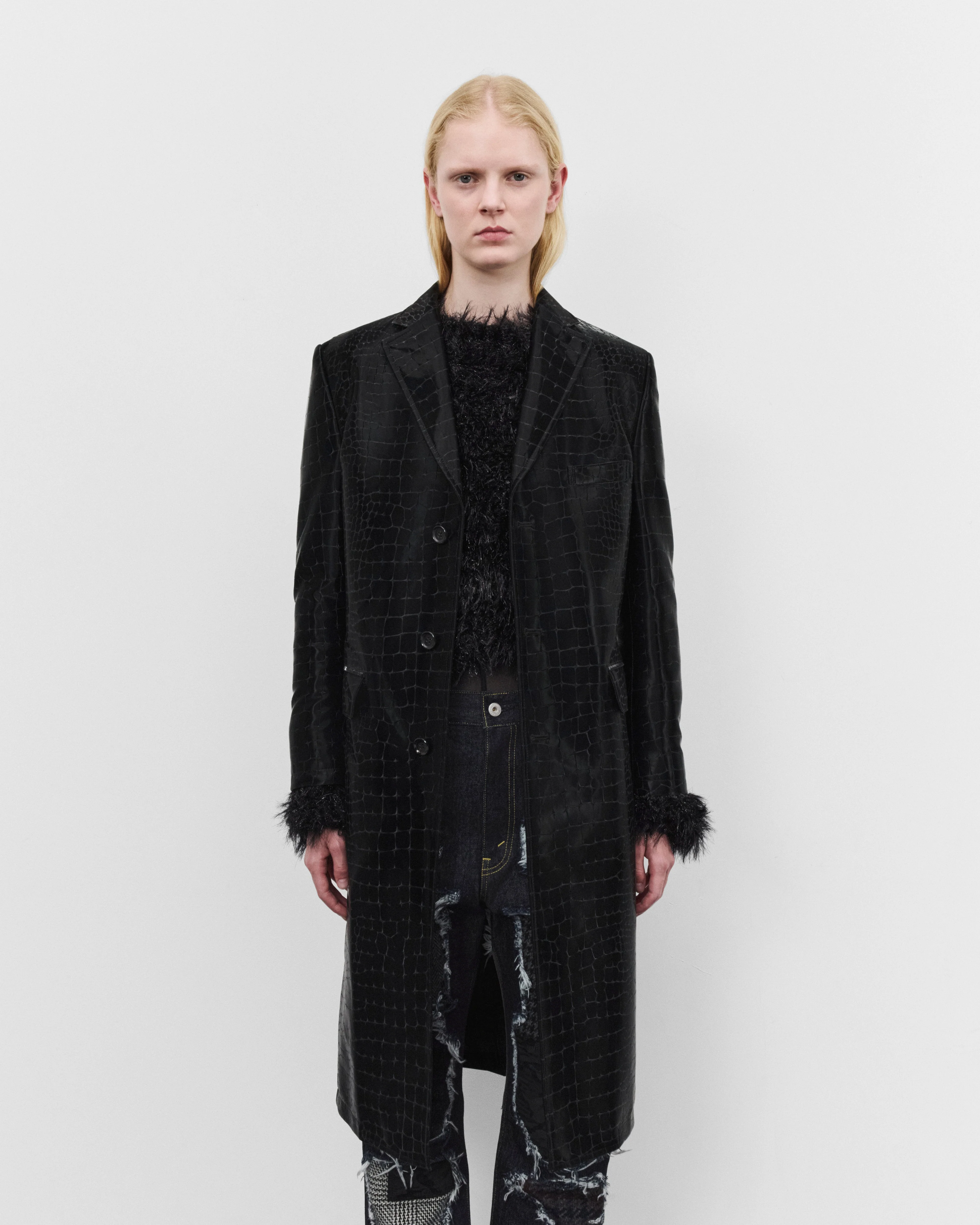 Junya Watanabe - Women's Embossed Single Breasted Coat - (Black)