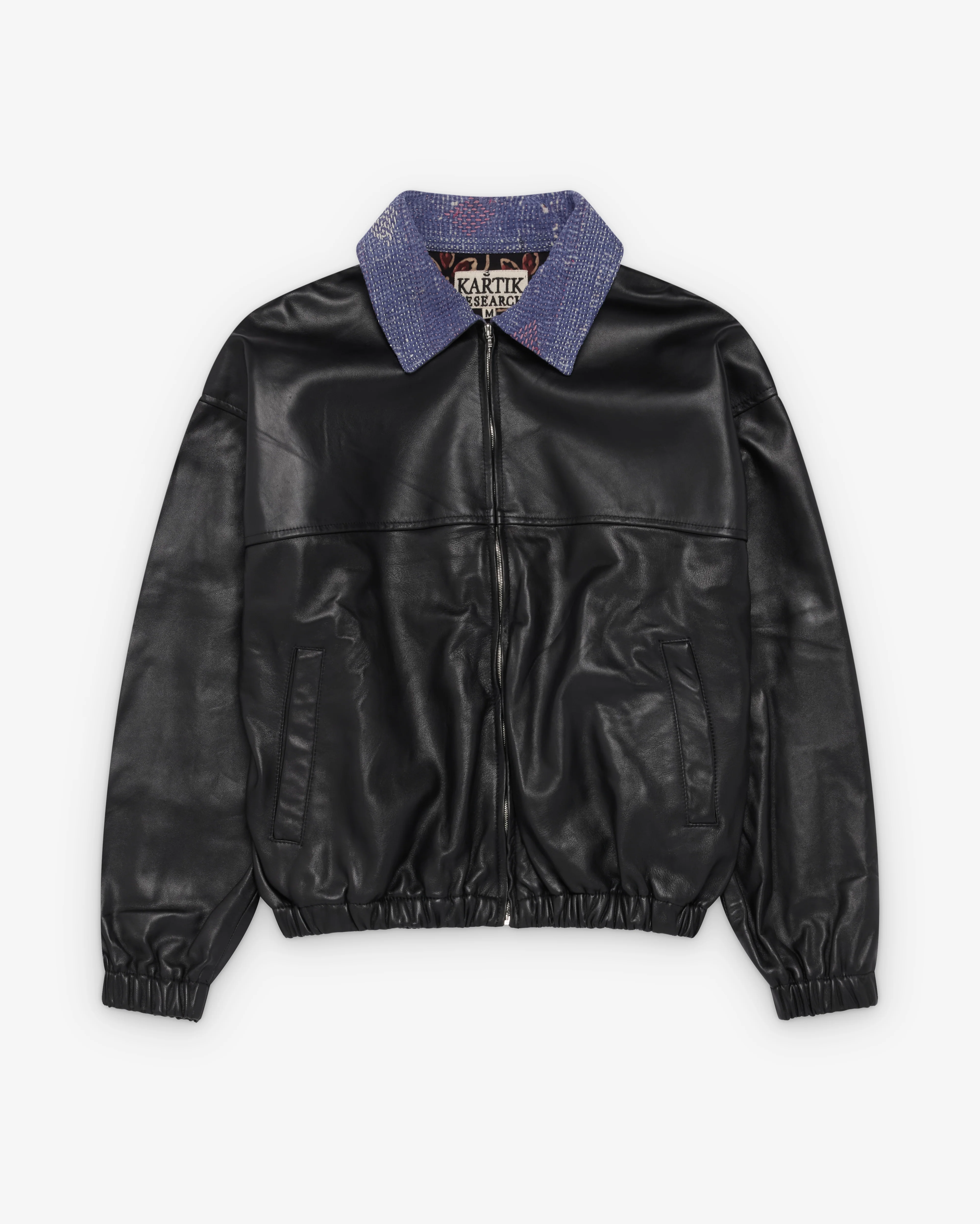 Kartik Research - Men's Kantha Leather Bomber - (Black/Multi)