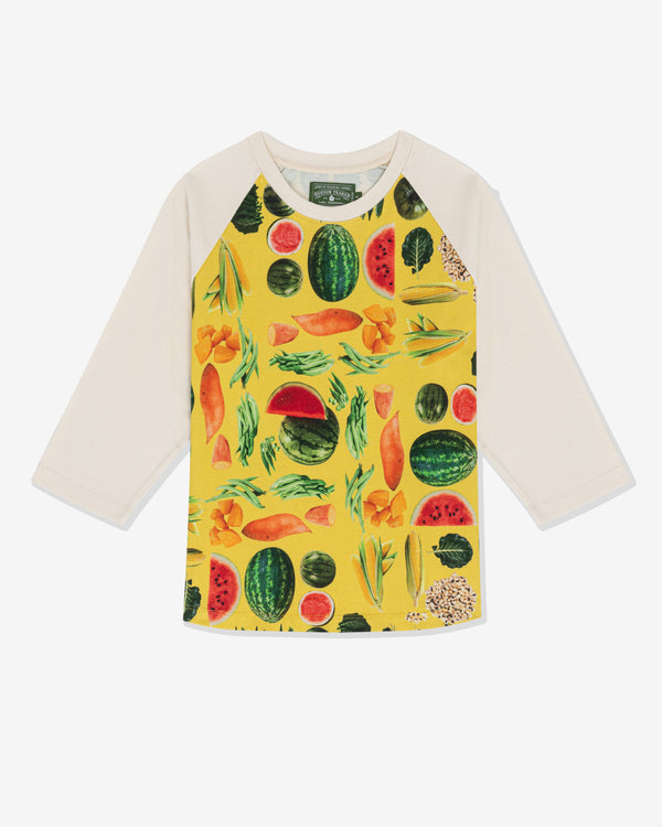 Denim Tears - Men
s Fruit Collage Baseball Tee - (Yellow)