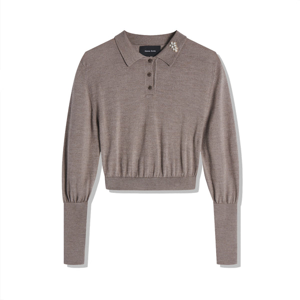 Simone Rocha - Women
s Merino Silk Knit Polo Sweater - (Clay-Pear)