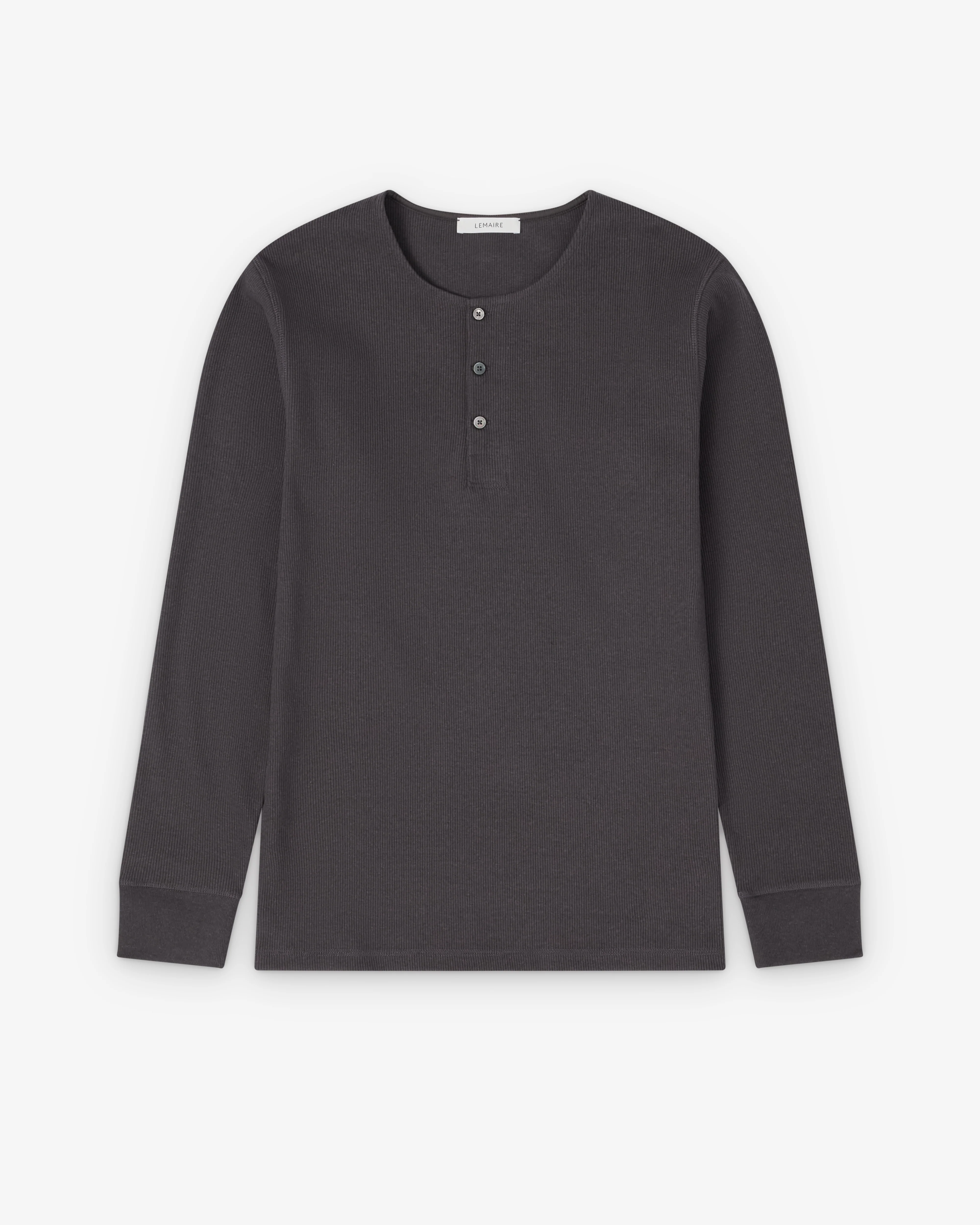 Lemaire - Men's Long Sleeve Henley - (Basalt)
