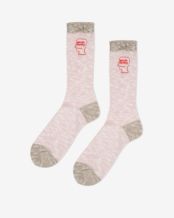 Brain Dead - Men
s Marled Logohead Socks - (Pink)