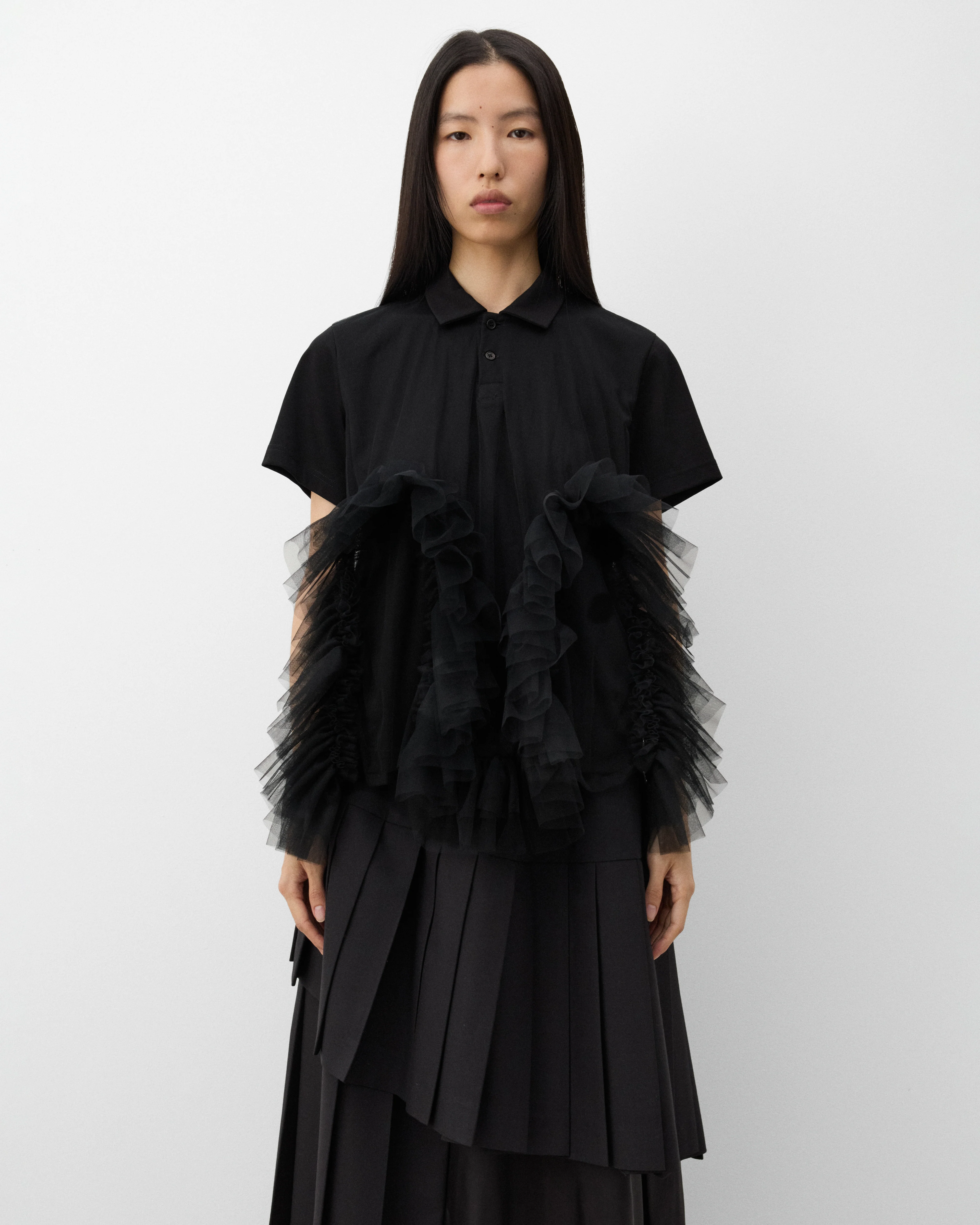Noir Kei Ninomiya - Women's Tulle Polo Shirt - (Black)