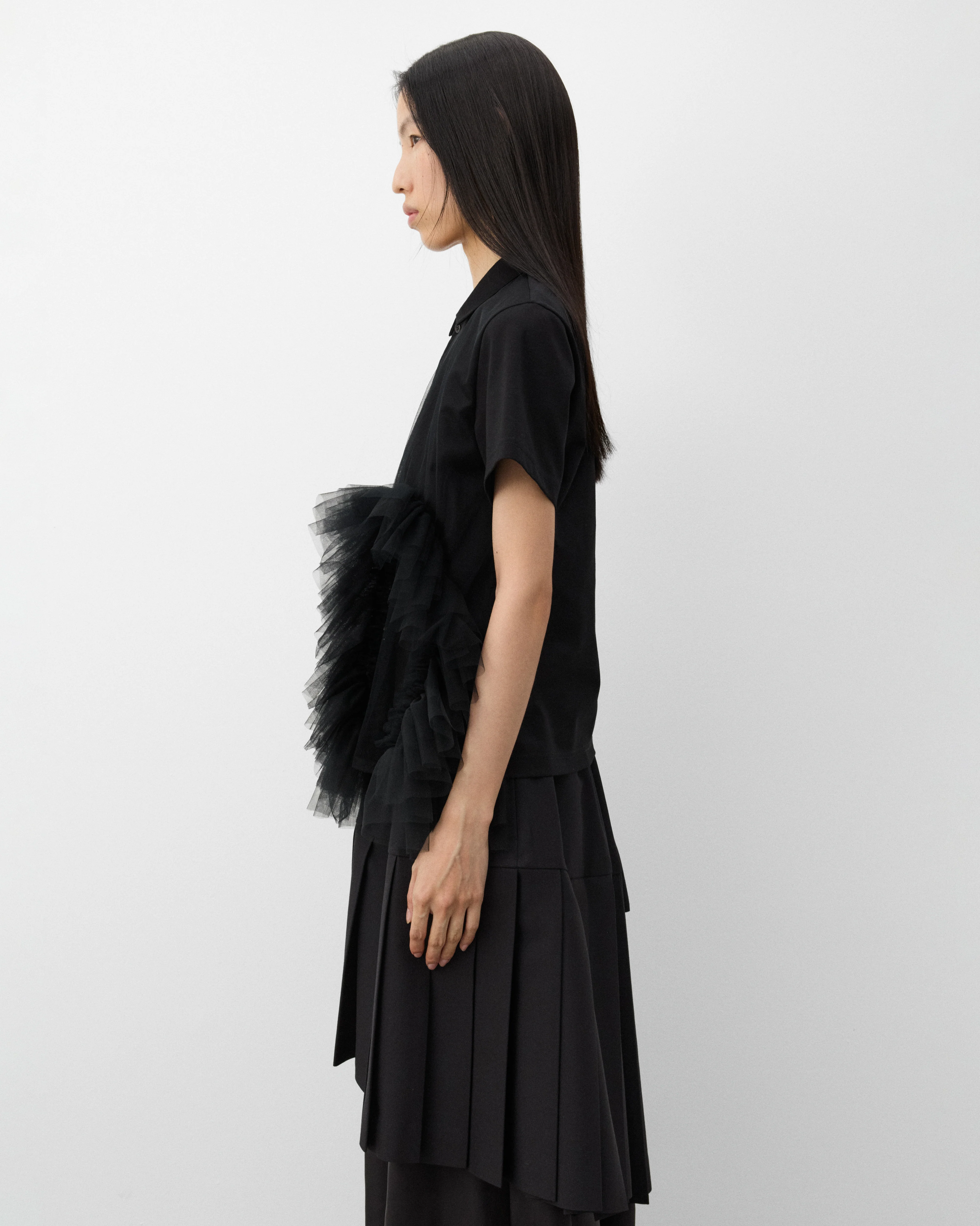 Noir Kei Ninomiya - Women's Tulle Polo Shirt - (Black)