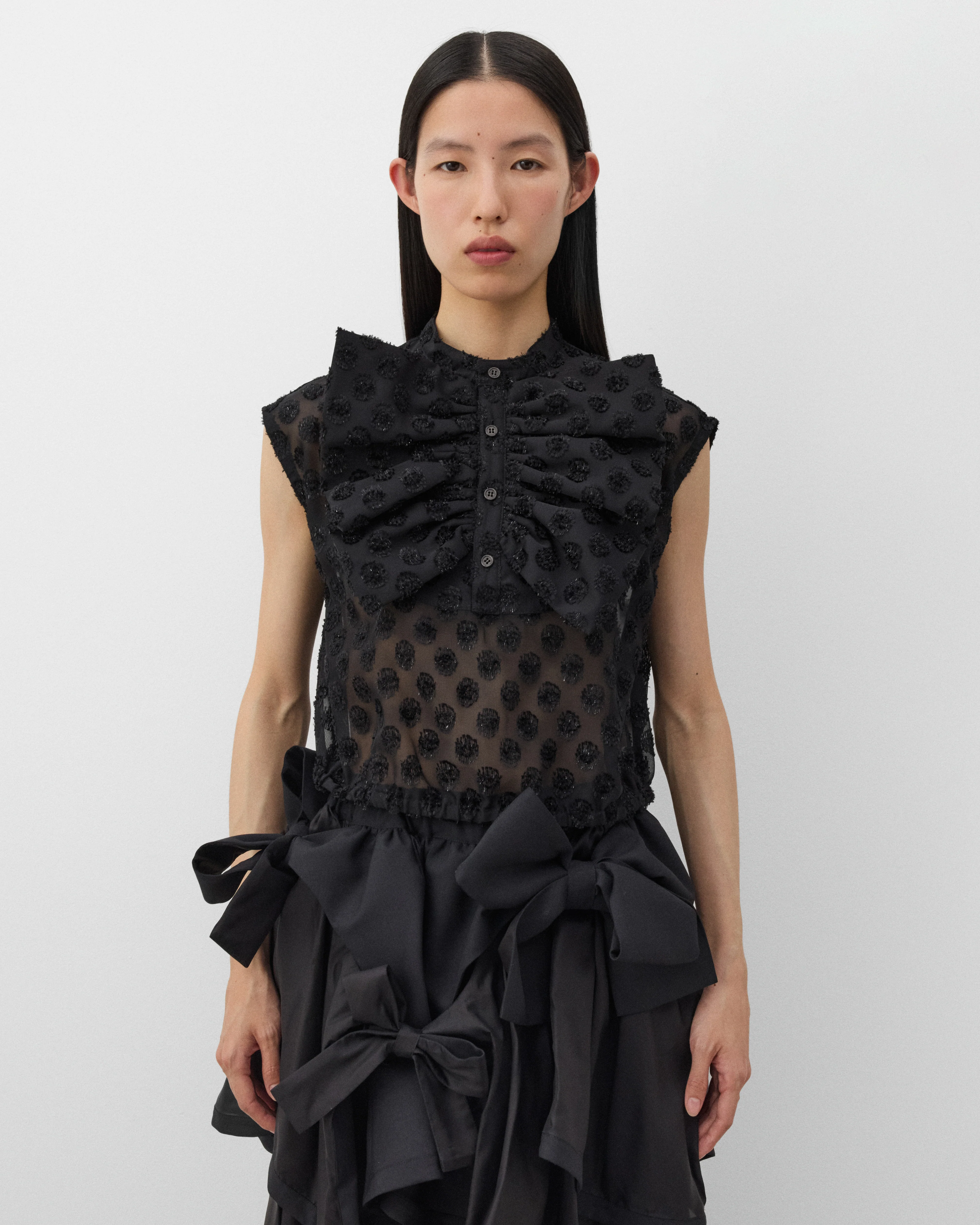 Noir Kei Ninomiya - Women's Polka Dot Georgette Blouse - (Black)