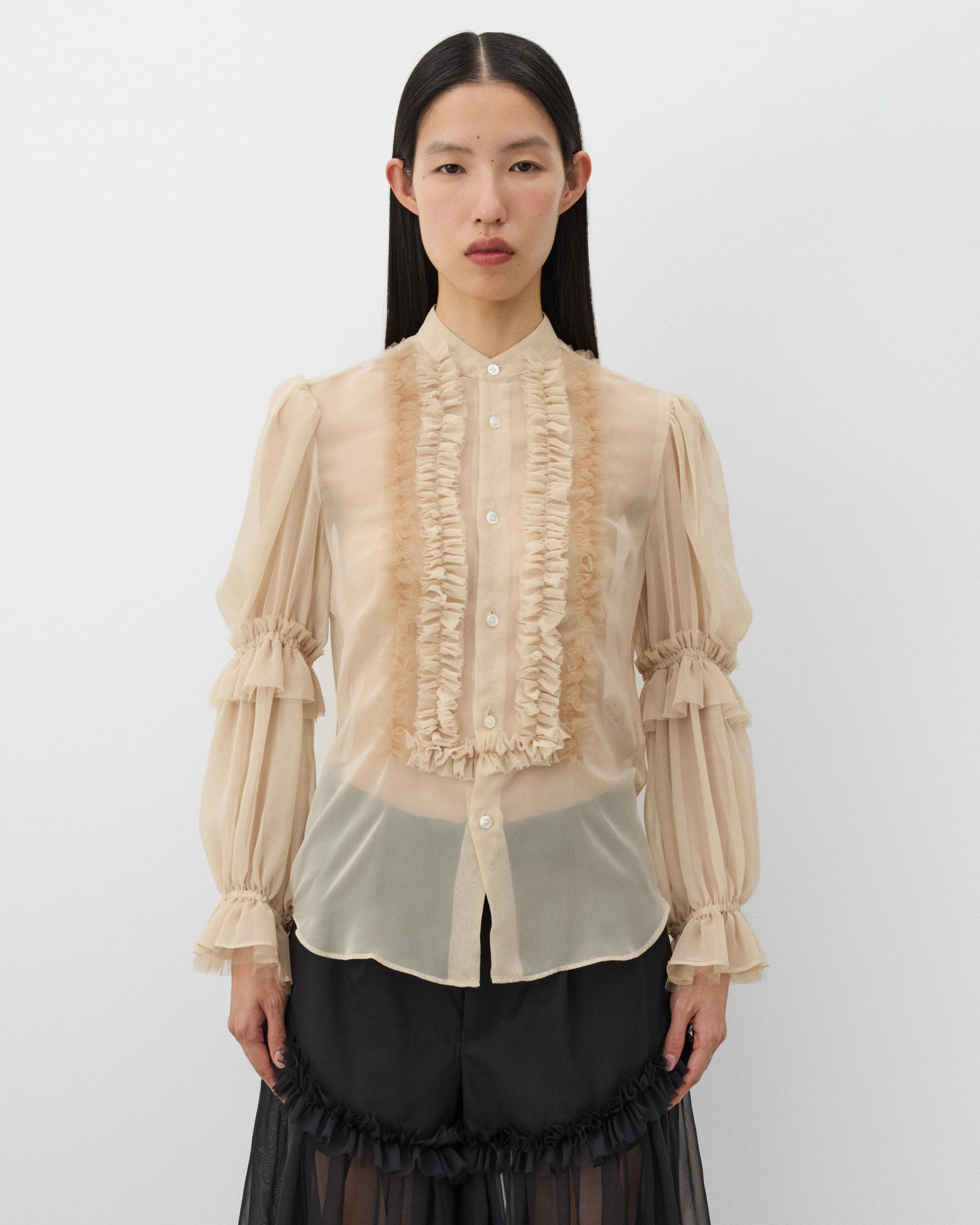 Noir Kei Ninomiya - Women's Polyester Georgette Blouse - (Beige)