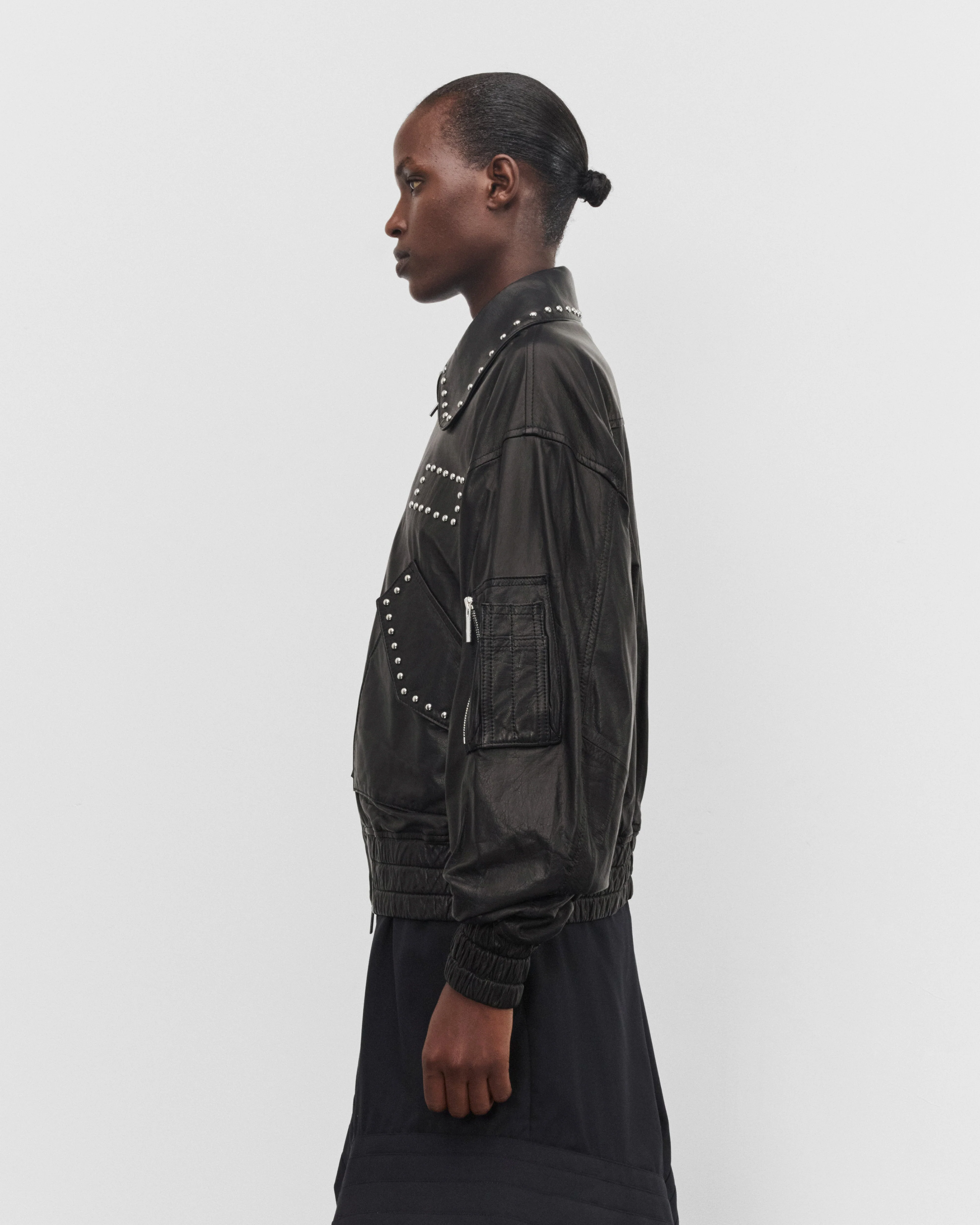 Noir Kei Ninomiya - Women's Studded Leather Jacket - (Black)