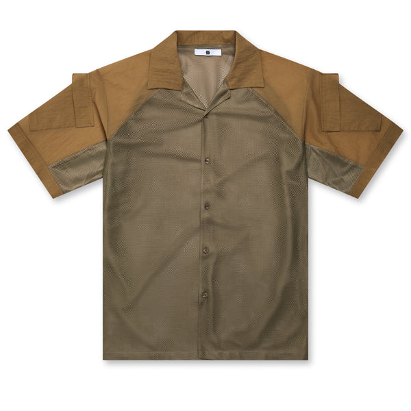 Olly Shinder - Men
s Short Sleeve Army Shirt - (Oatmeal)