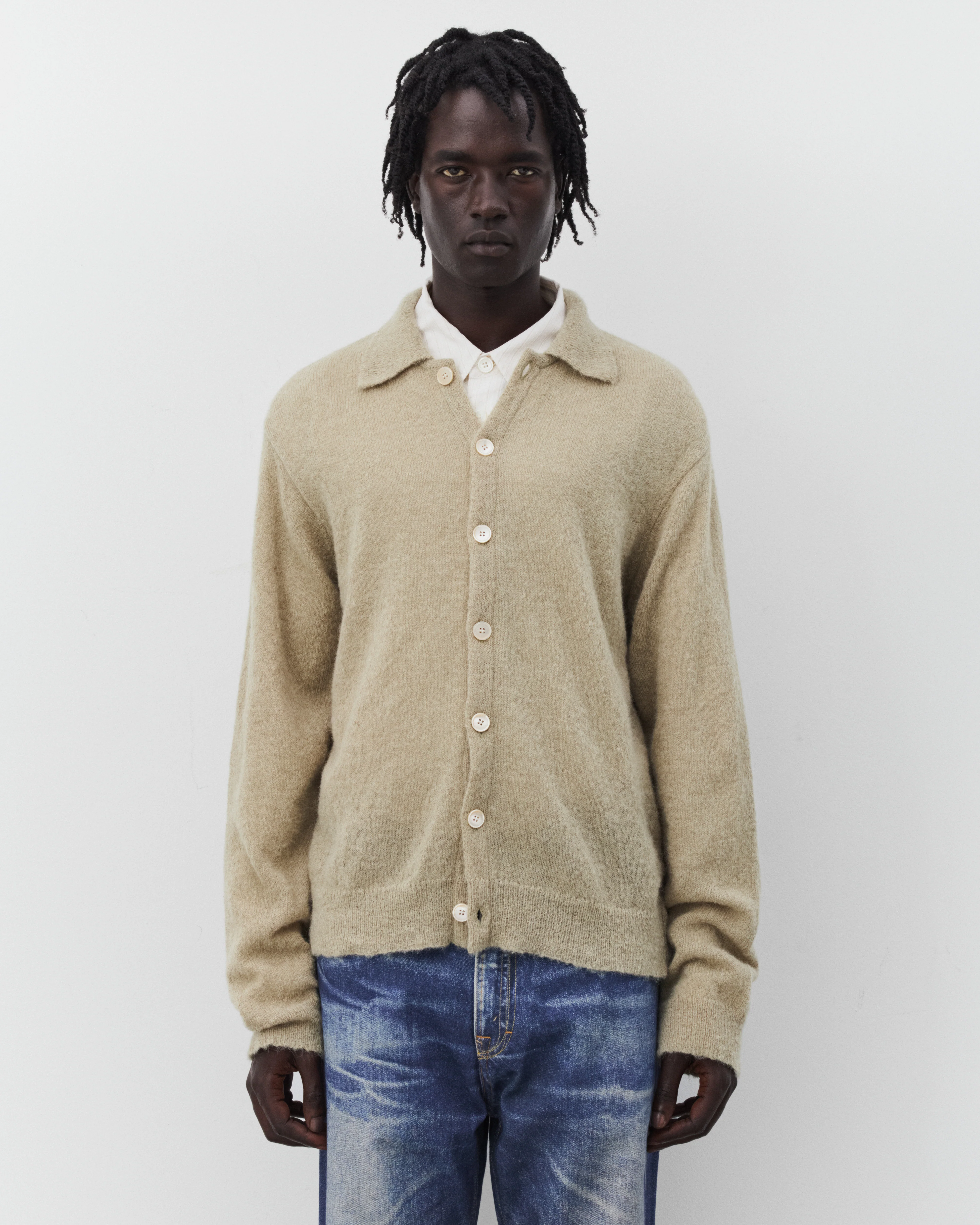 Our Legacy - Men's Evening Polo - (Soft Sage Fuzzy Alpaca)