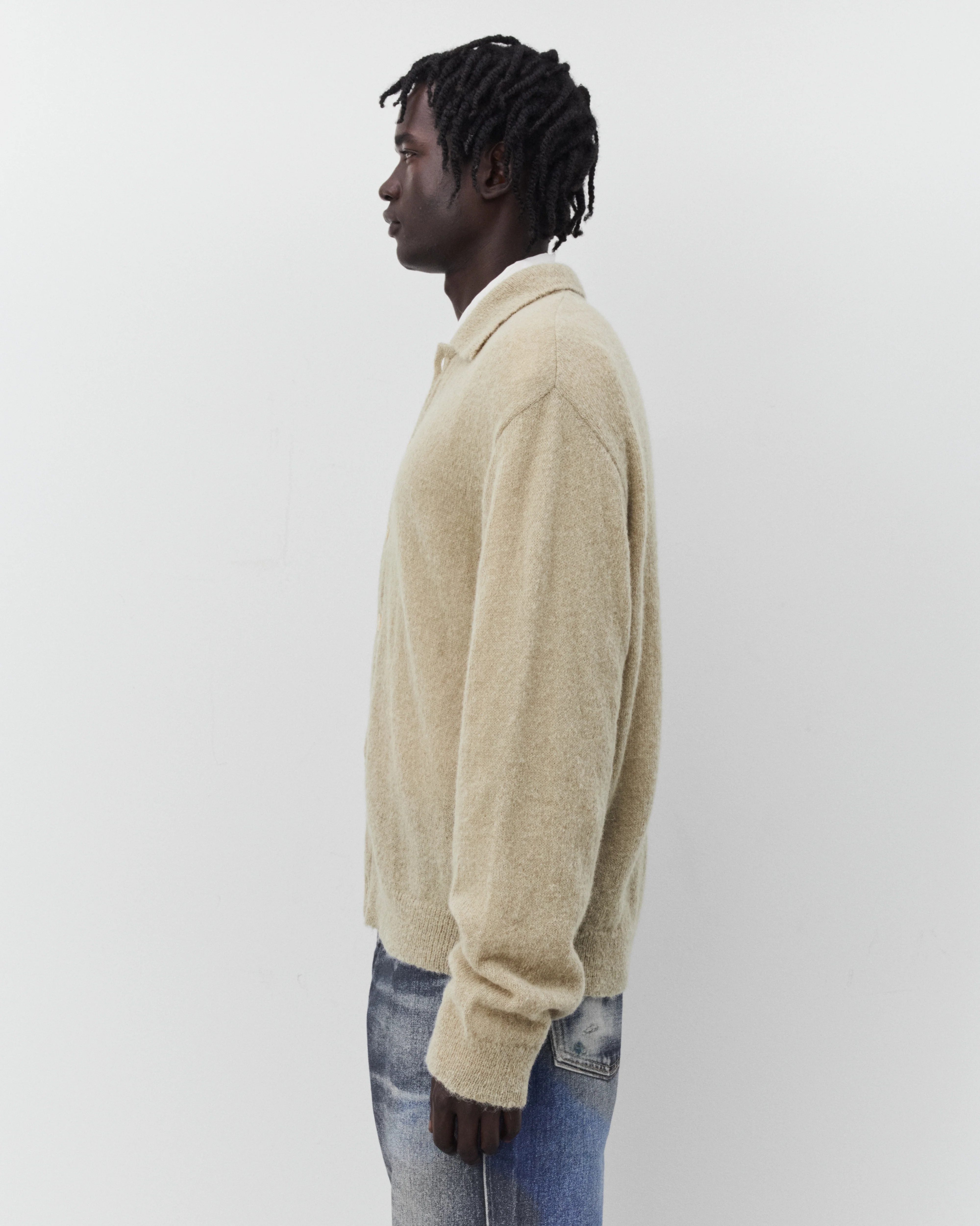 Our Legacy - Men's Evening Polo - (Soft Sage Fuzzy Alpaca)
