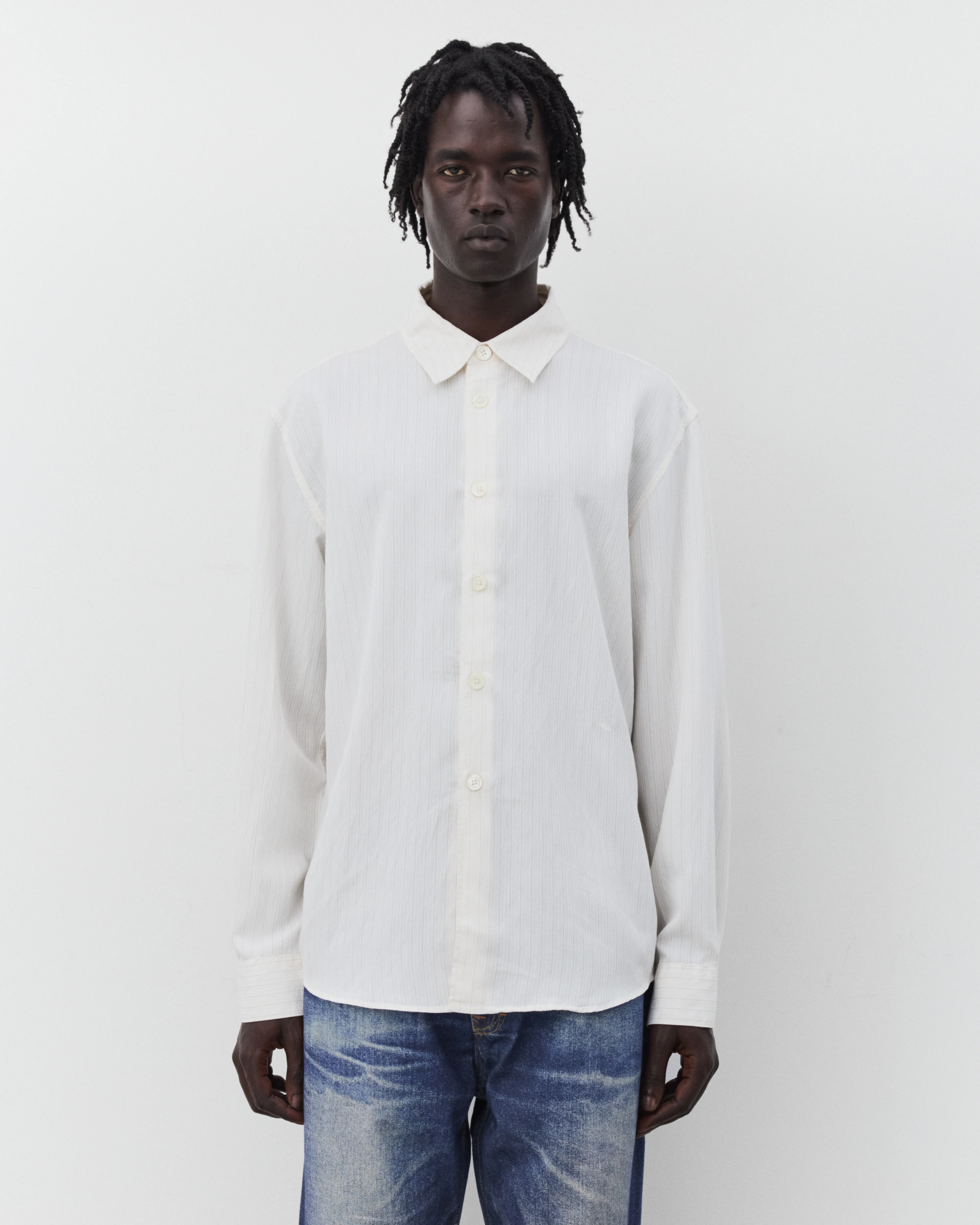 Our Legacy - Men's Beyond Shirt - (Cream Stripe Ceremony Viscose)
