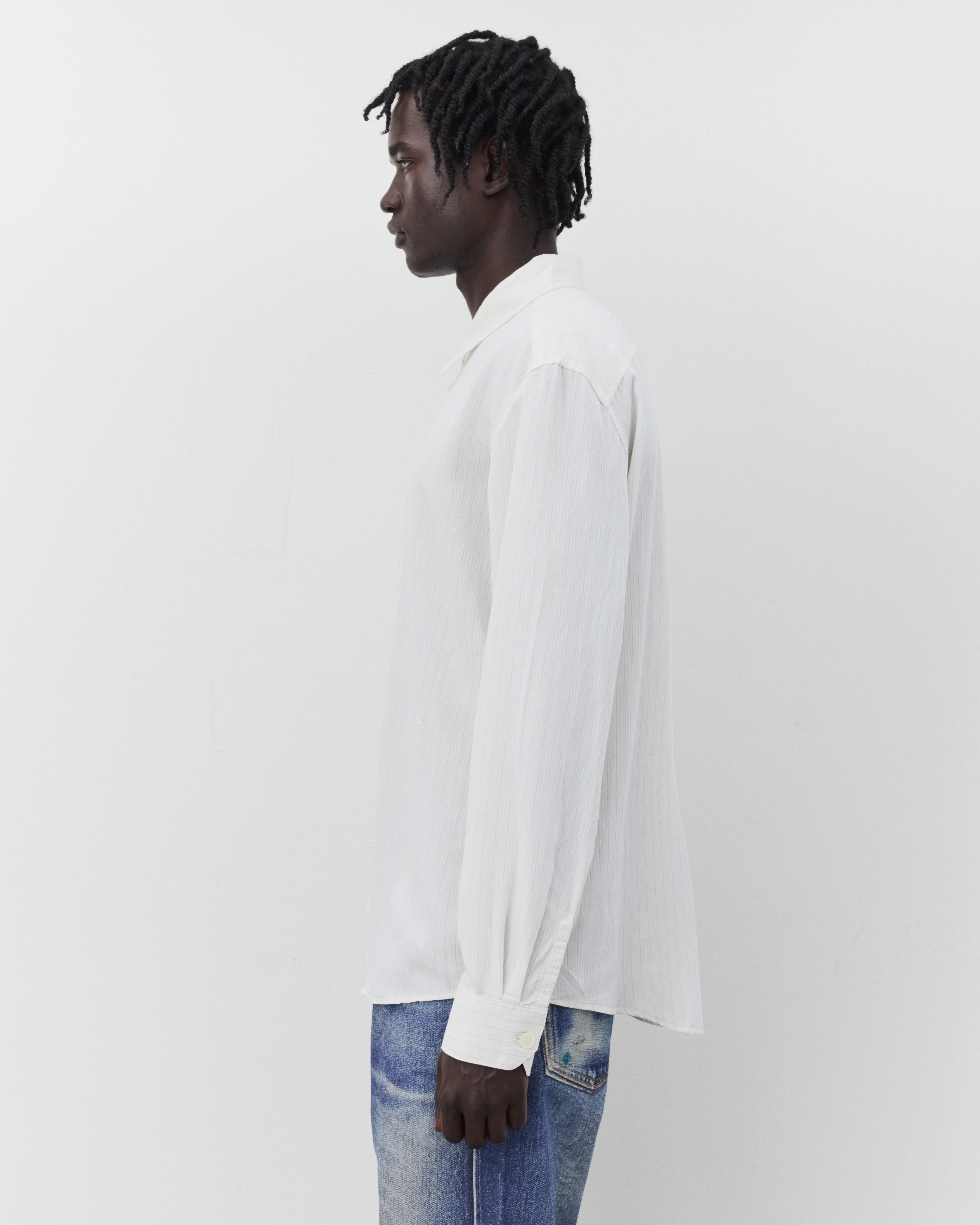 Our Legacy - Men's Beyond Shirt - (Cream Stripe Ceremony Viscose)