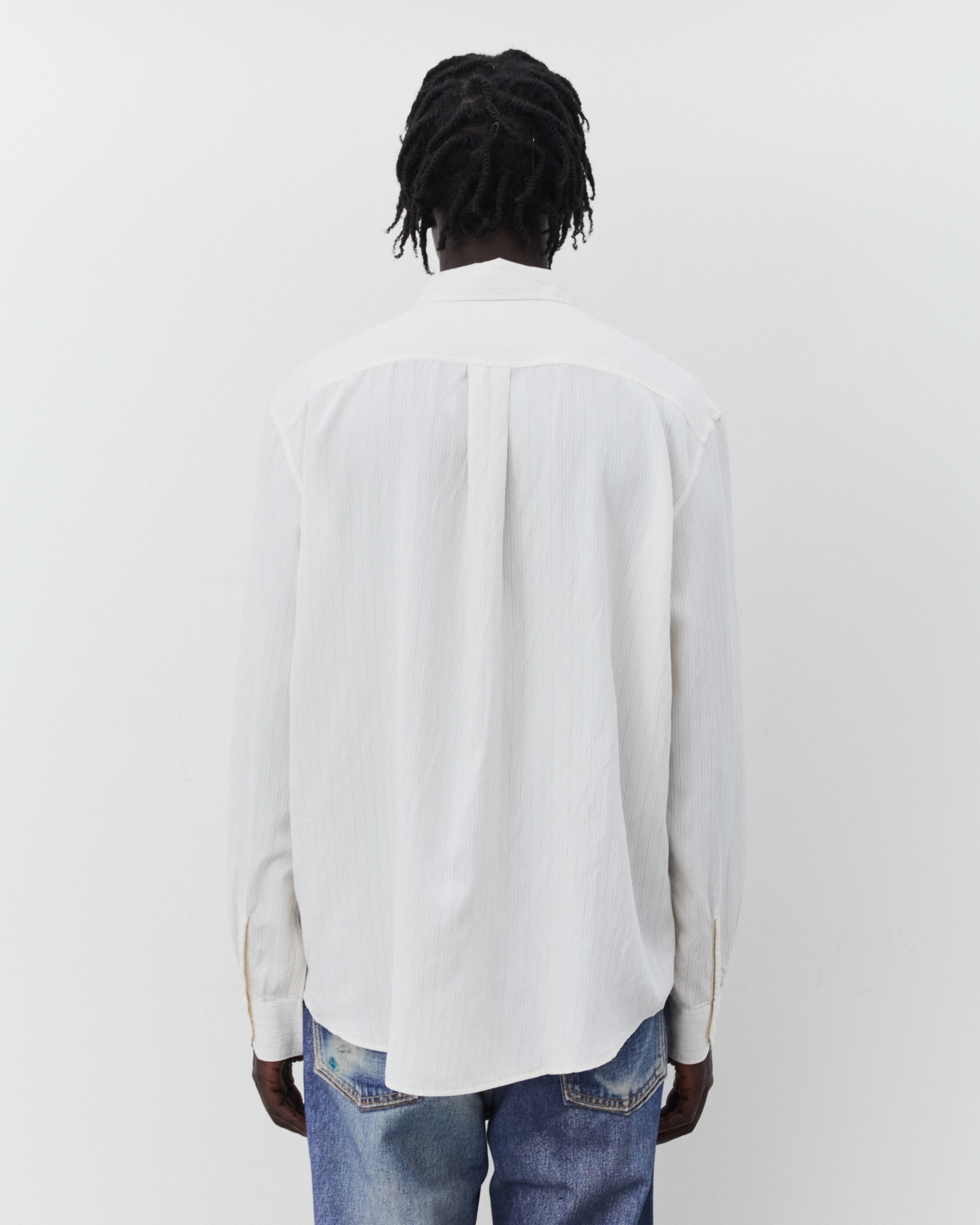 Our Legacy - Men's Beyond Shirt - (Cream Stripe Ceremony Viscose)