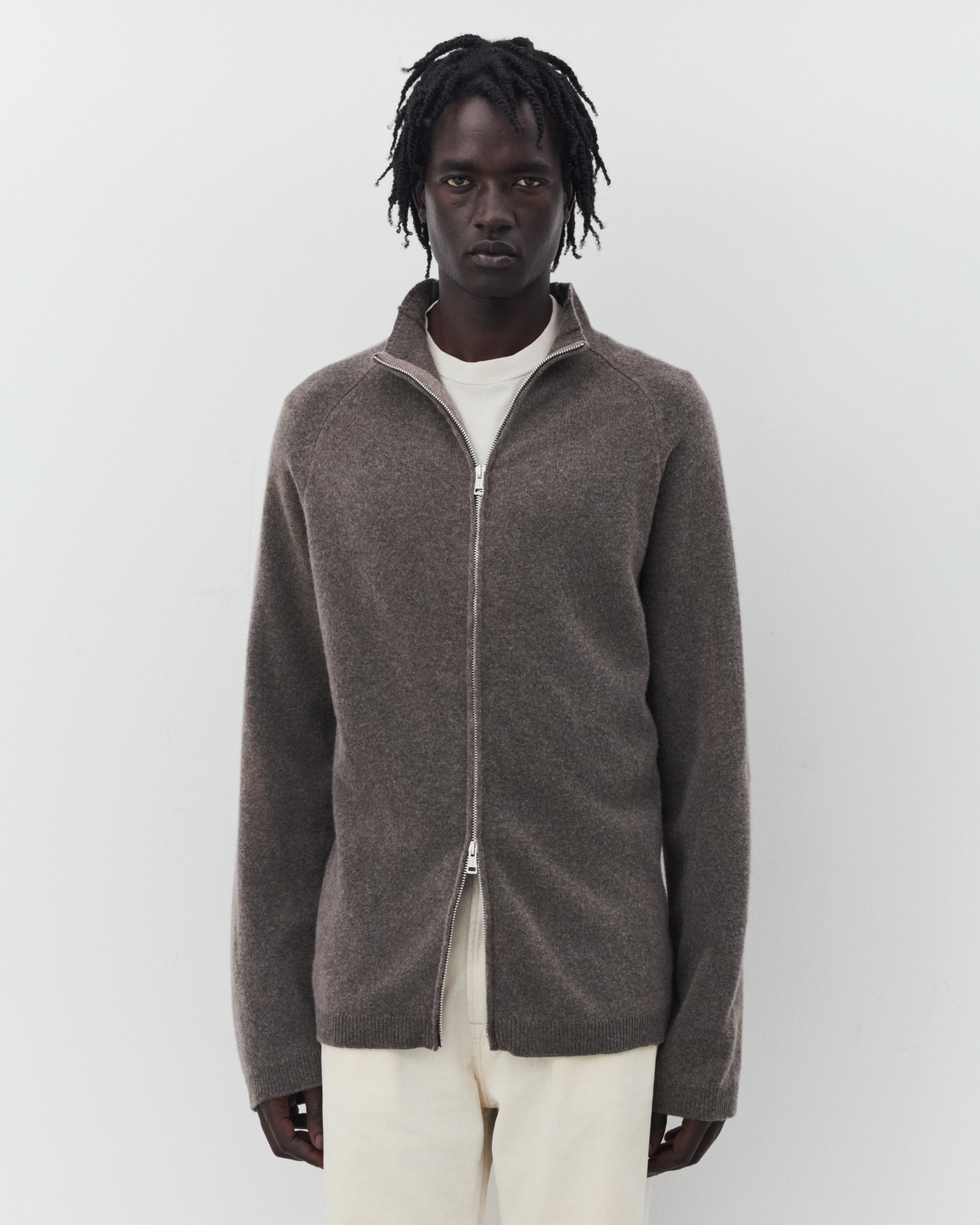 Our Legacy - Men's Line Zip Cardigan - (Mud Spray Dye Cherub Wool)