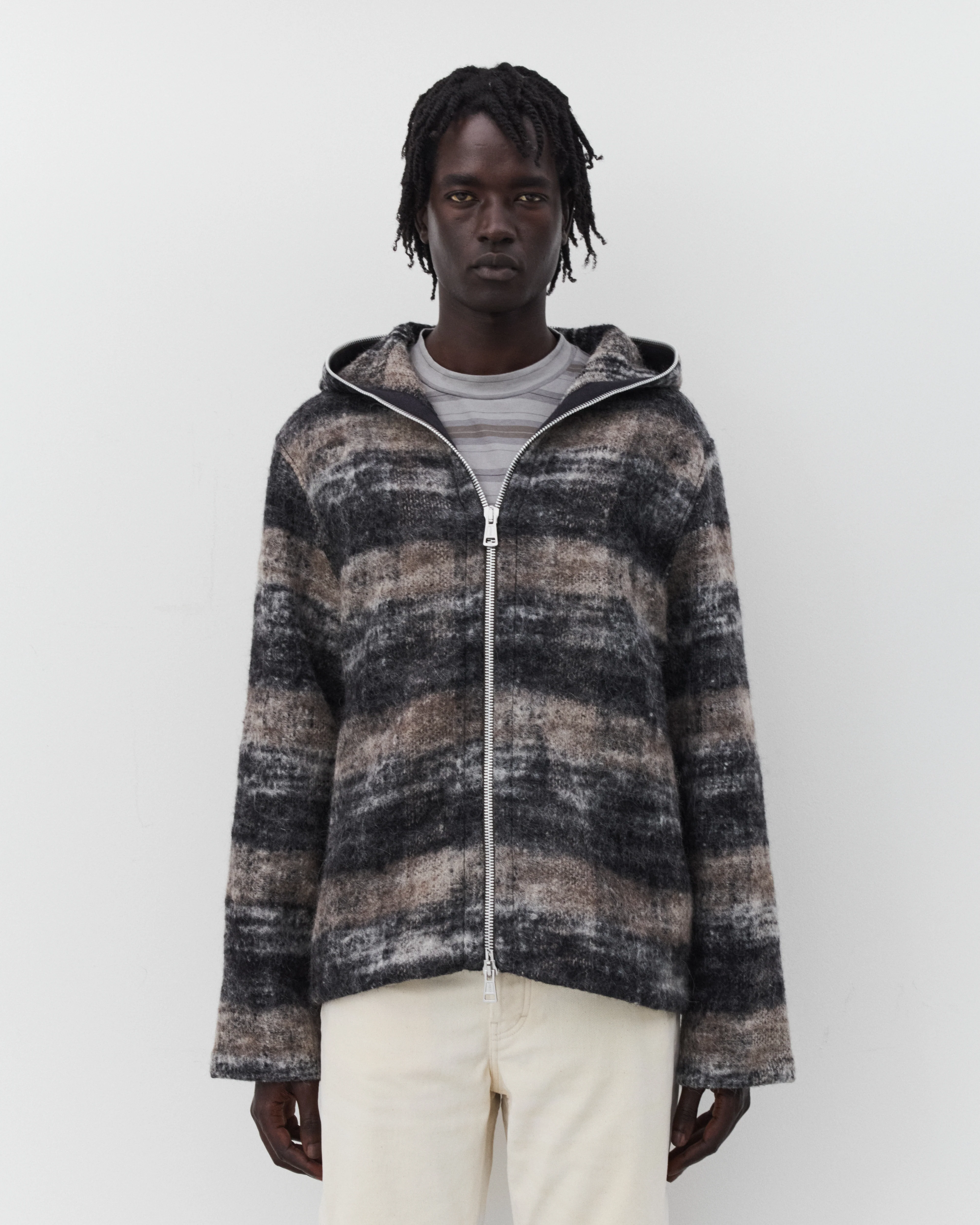Our Legacy - Men's Full Zip Hood - (Night Woods Check Lofty Wool)