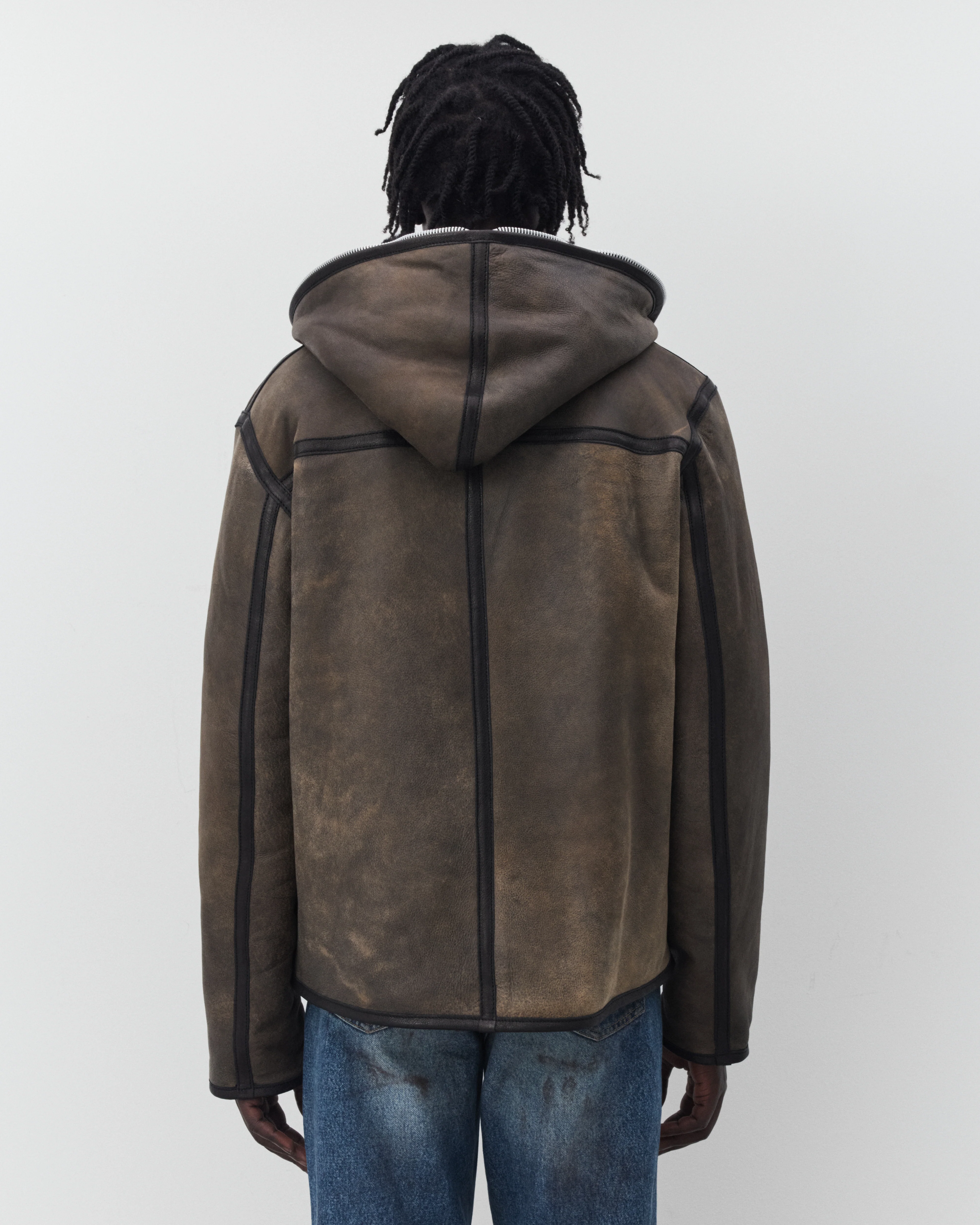 Our Legacy - Men's Full Zip Jacket - (Smoky Black Dry Shearling)