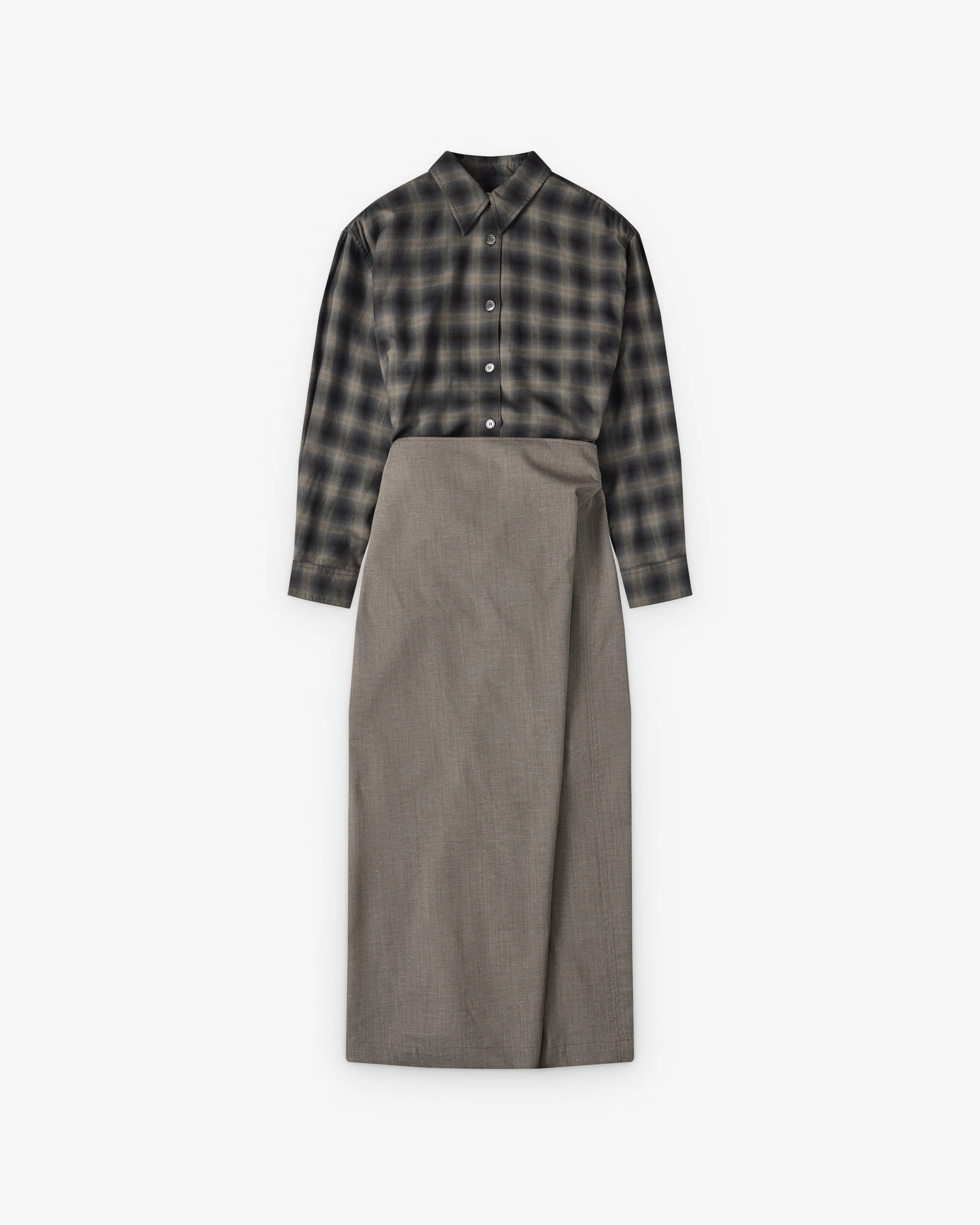 Our Legacy - Women's Twisted Shirt Dress - (Yukon Check Woolton)