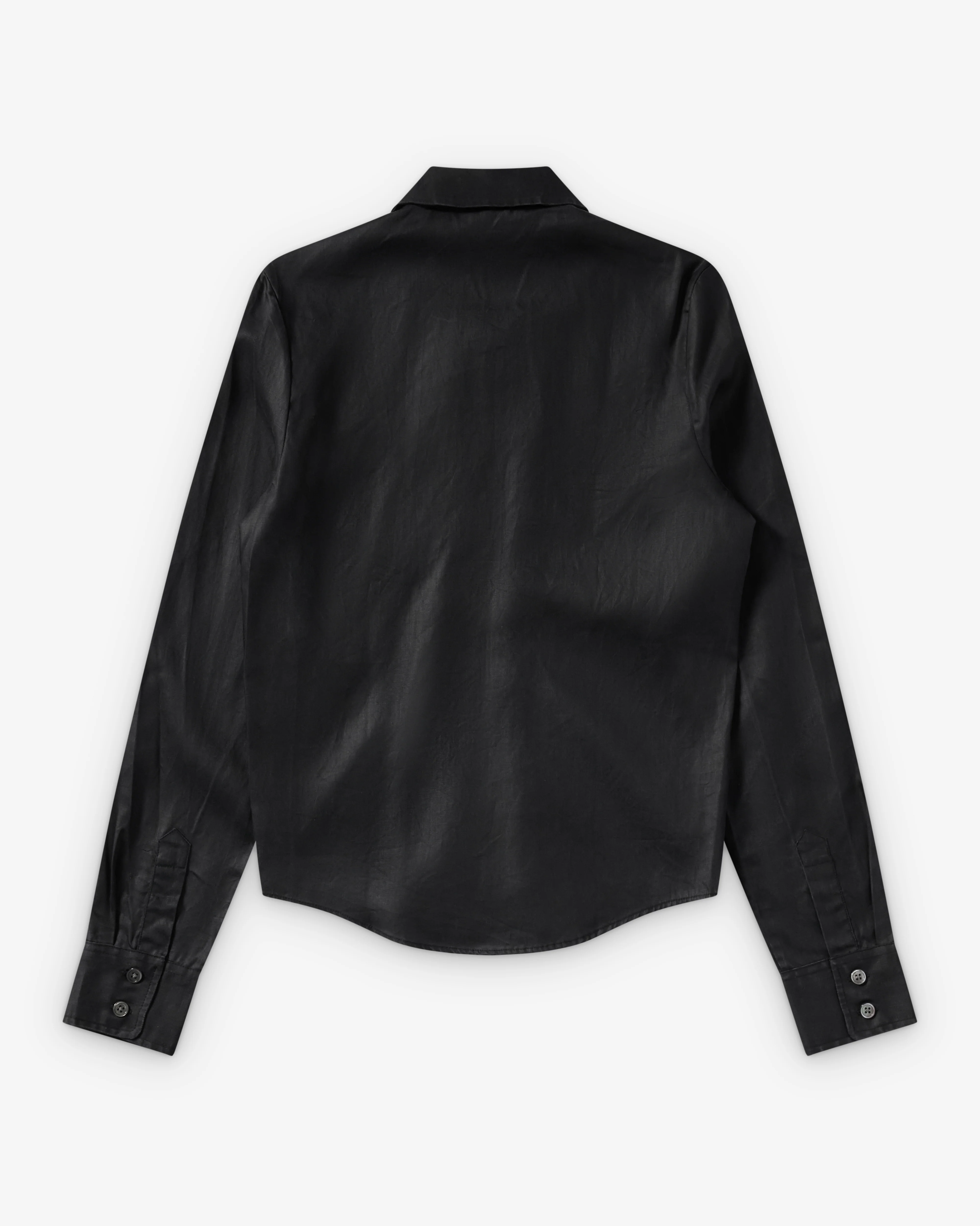 Our Legacy - Women's Slim Zip Shirt - (Lacquer Black Mirror Tencel)