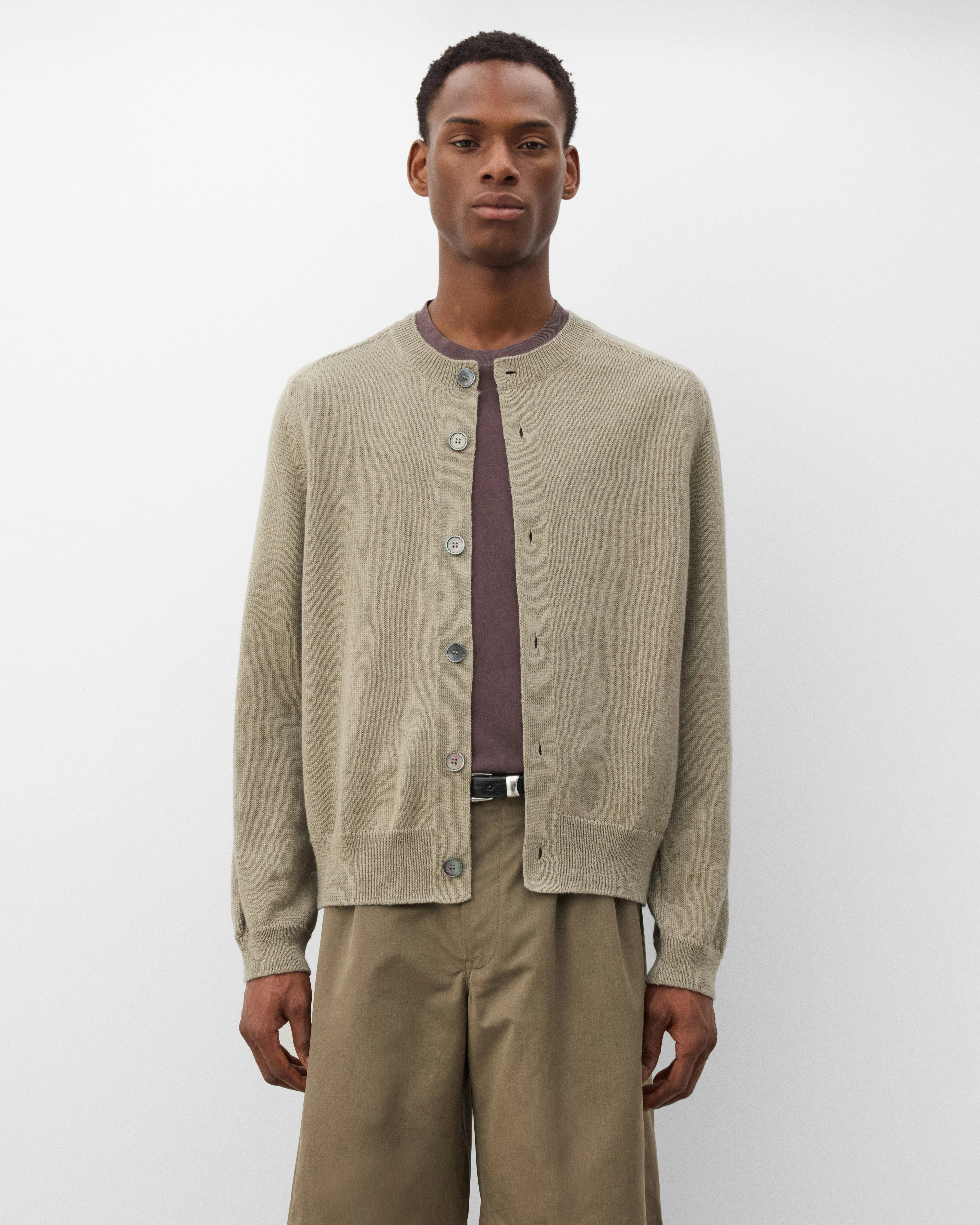 Our Legacy - Men's True Cardigan - (Silver Sage Coarse Linen Wool)