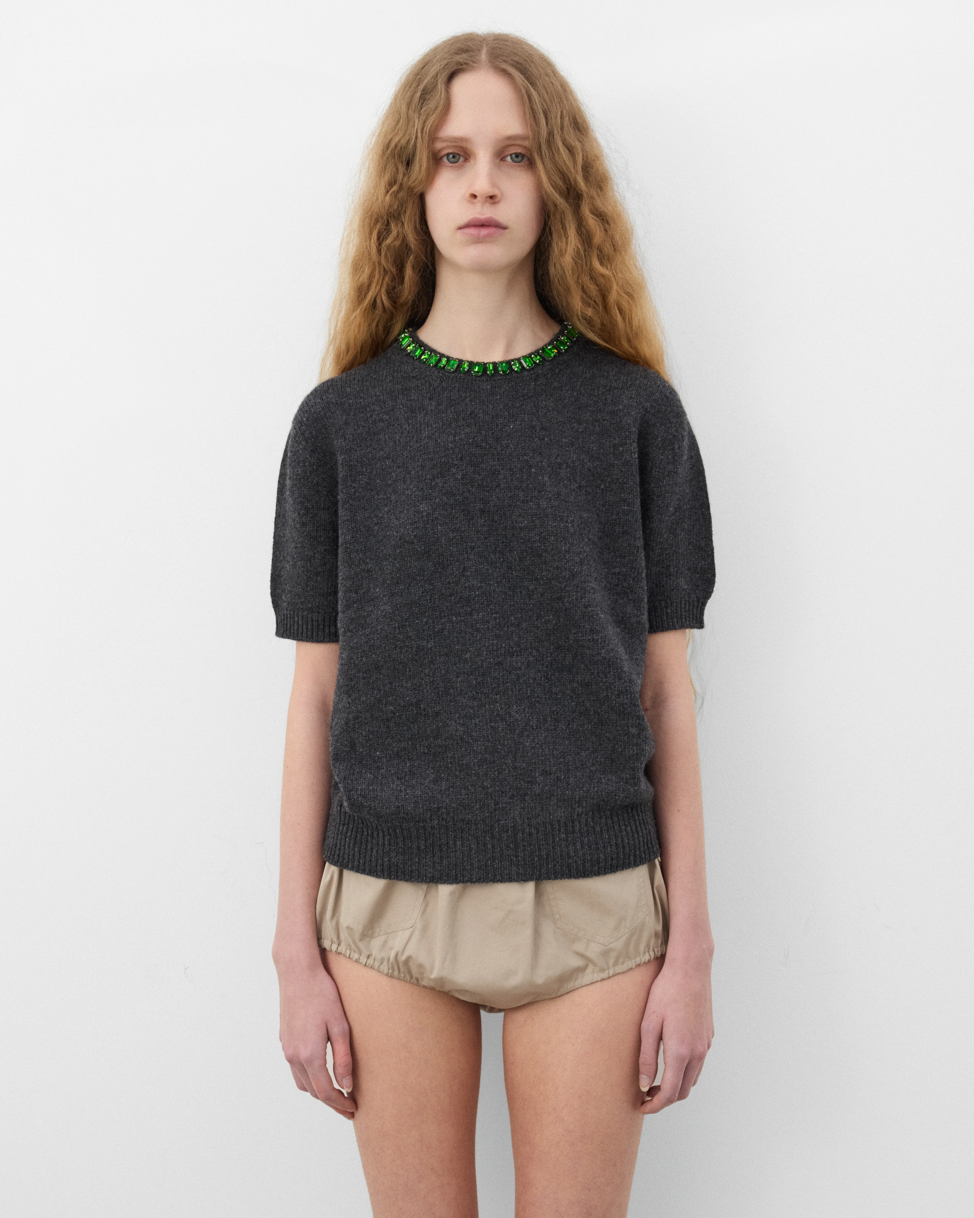 Prada - Women's Embroidered Pullover - (Anthracite Grey)