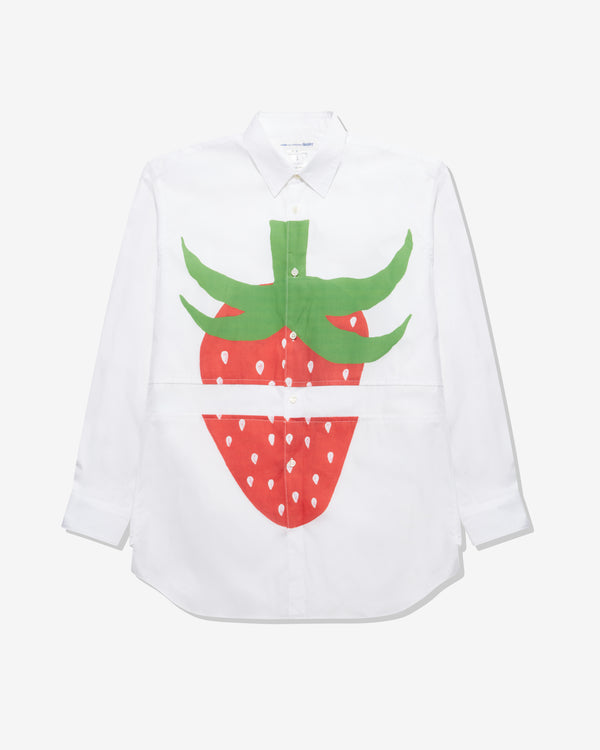 CDG Shirt - Strawberry Cotton Poplin Shirt - (White)