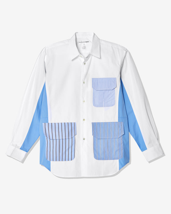 CDG Shirt - Men
s Cotton Stripe Poplin Shirt - (White)