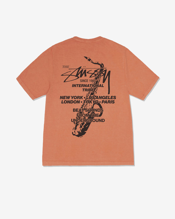 Stüssy - Men
s Beat Sounds Pig. Dyed T-Shirt - (Rust)