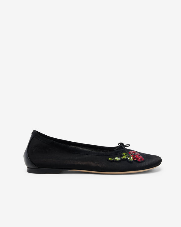 Simone Rocha - Women
s Embroidered Mesh Ballerina - (Black/Red)