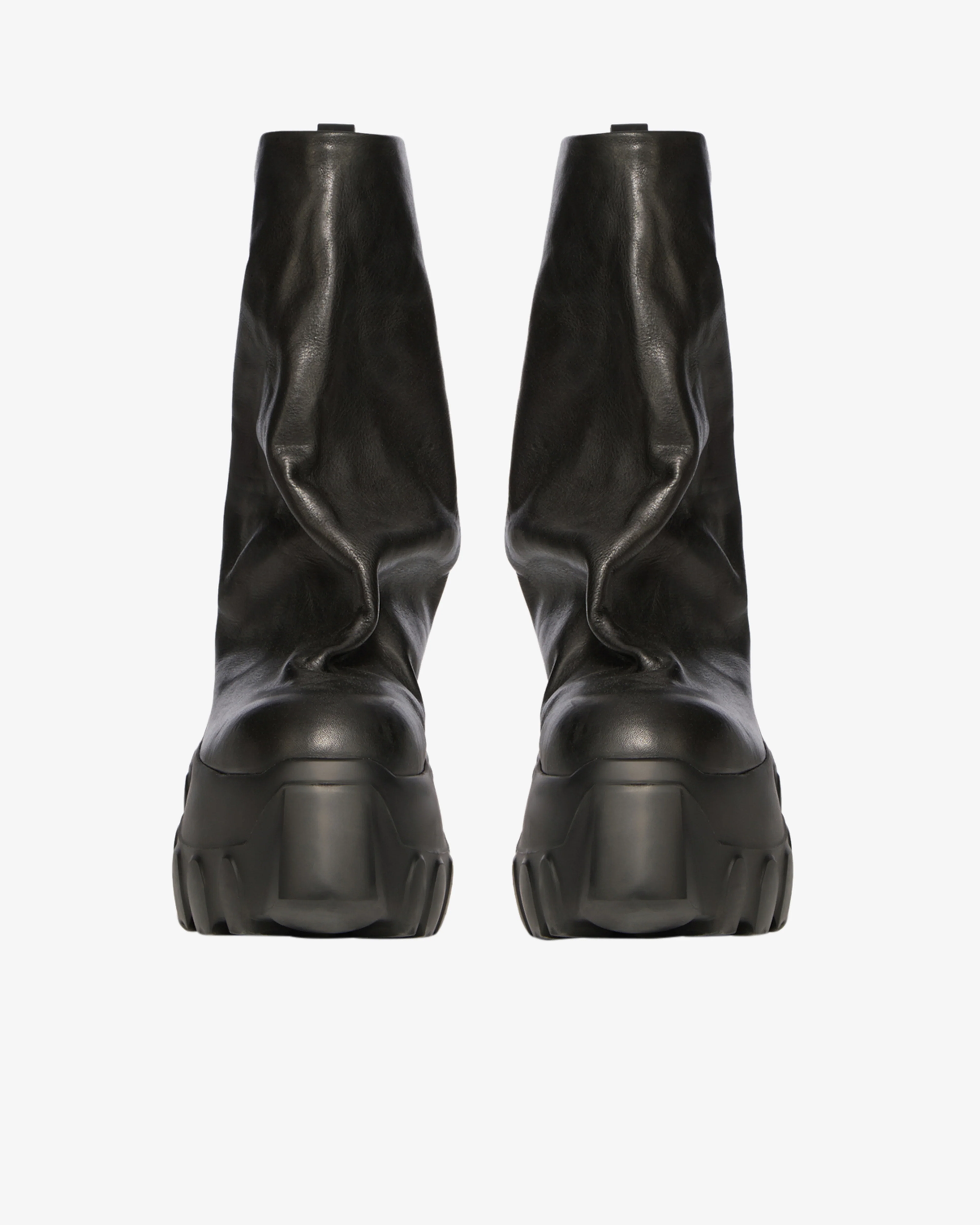 Rick Owens - Men's Flared Leather Tractor Boots - (Black)
