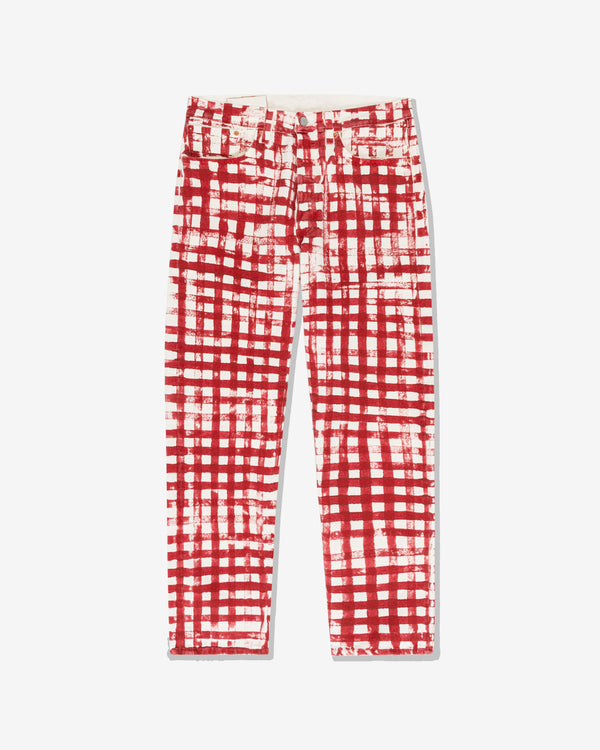 Denim Tears - Men
s Hand Painted Picnic Plaid 501 Jeans - (Red)