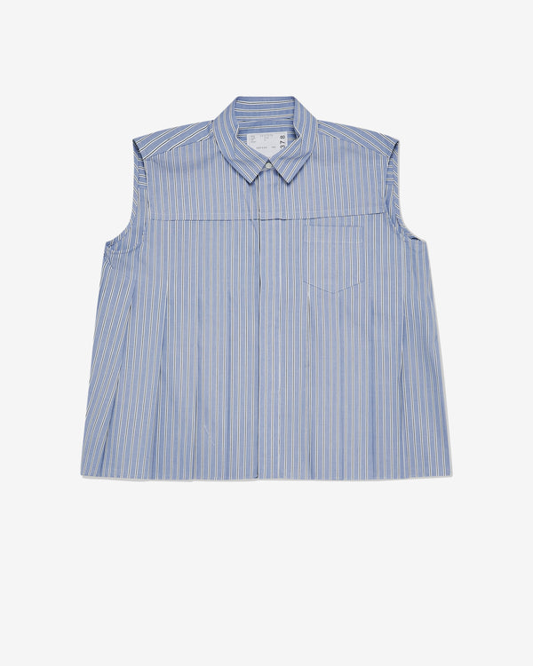 Sacai - Women
s Sleeveless Pleated Shirt - (Blue Stripe)