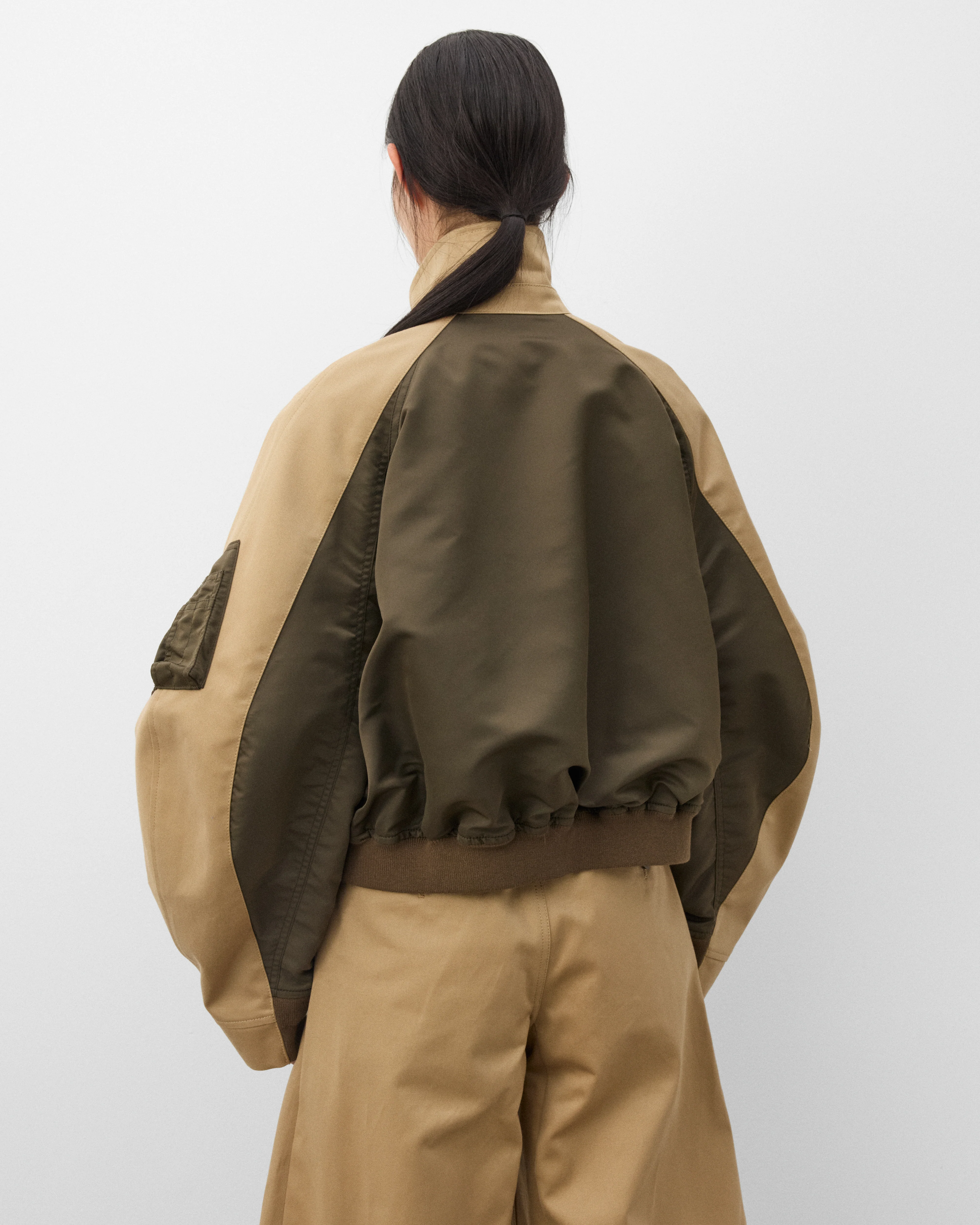 Sacai - Women's Nylon Twill Blouson - (Dark Khaki/Beige)