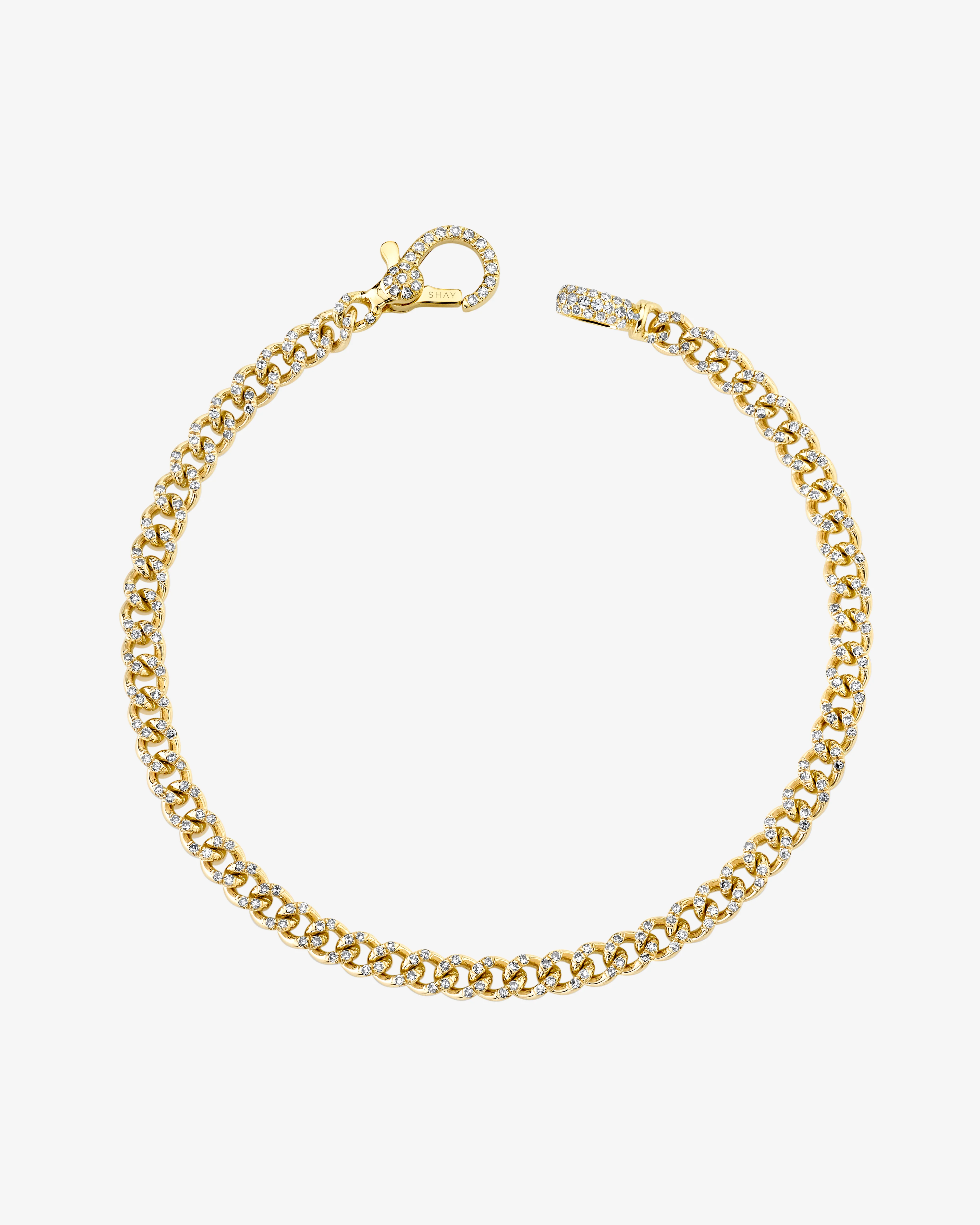 Shay - Women's Baby Pave Diamond Link Bracelet - (Yellow Gold)