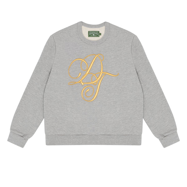 Denim Tears - Men
s Metallic Gold Script Crewneck Sweater - (Grey)