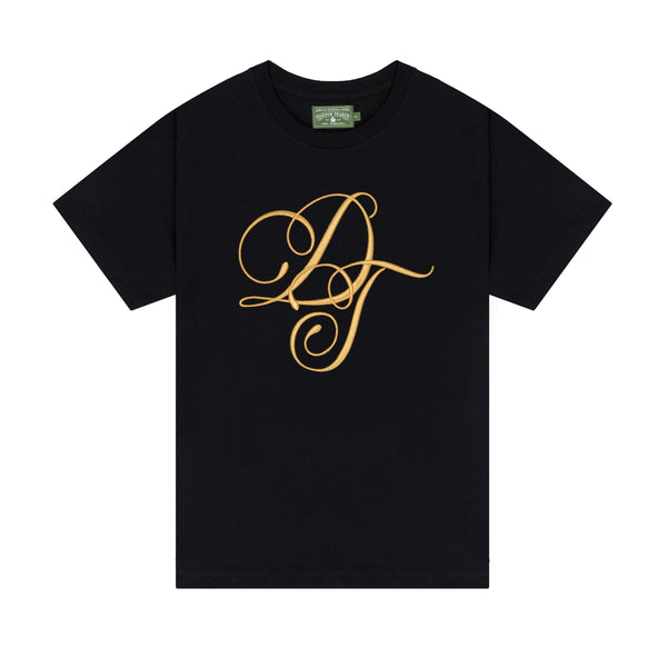 Denim Tears - Men
s Metallic Gold Script T-Shirt - (Black)