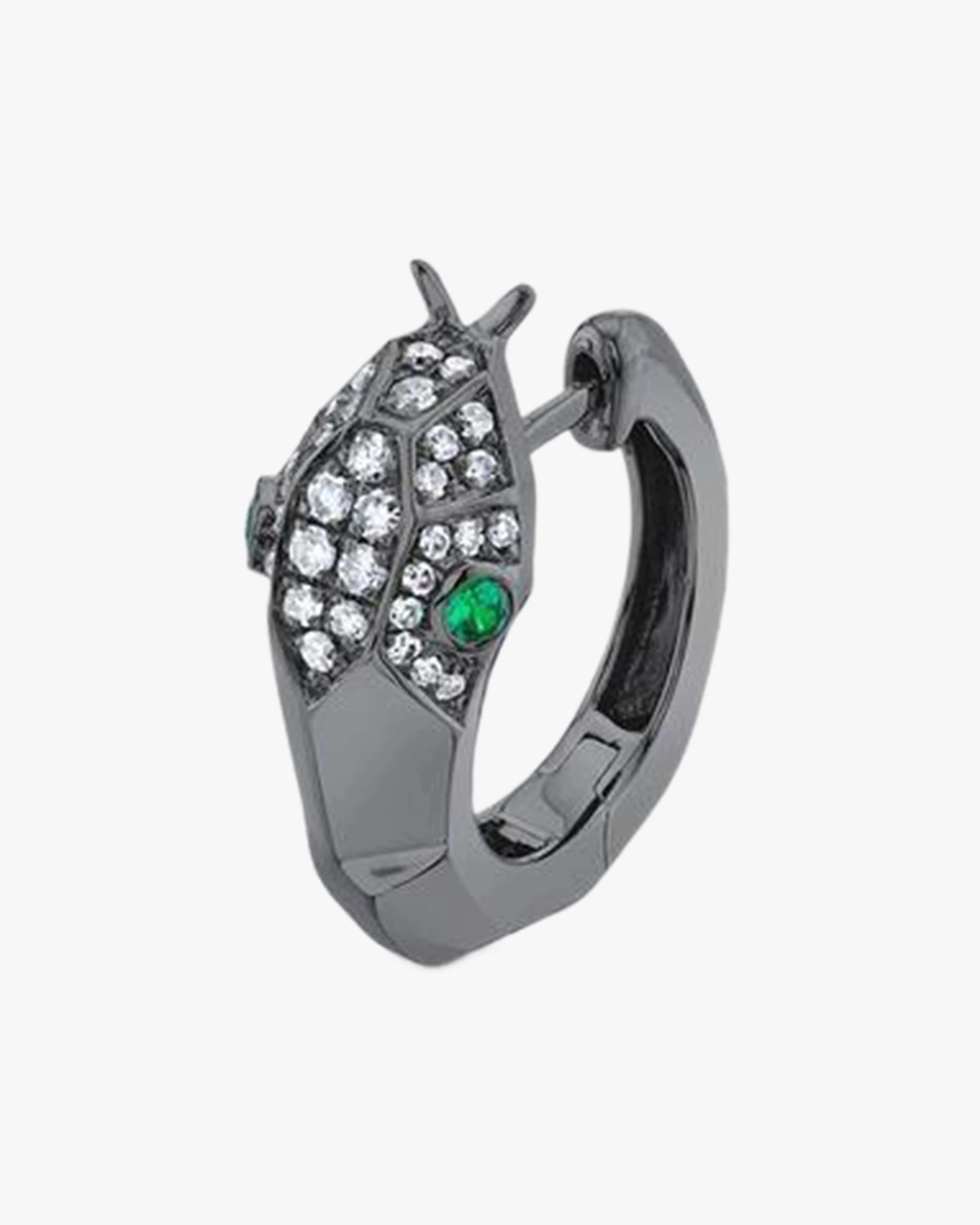 Shay - Women's Diamond And Green Garnet Snake Huggie - (Black Gold)