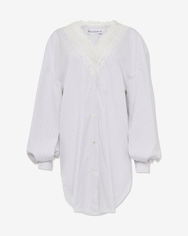 JW Anderson - Women
s V-Neck Lace Trim Shirt - (Grey/White)