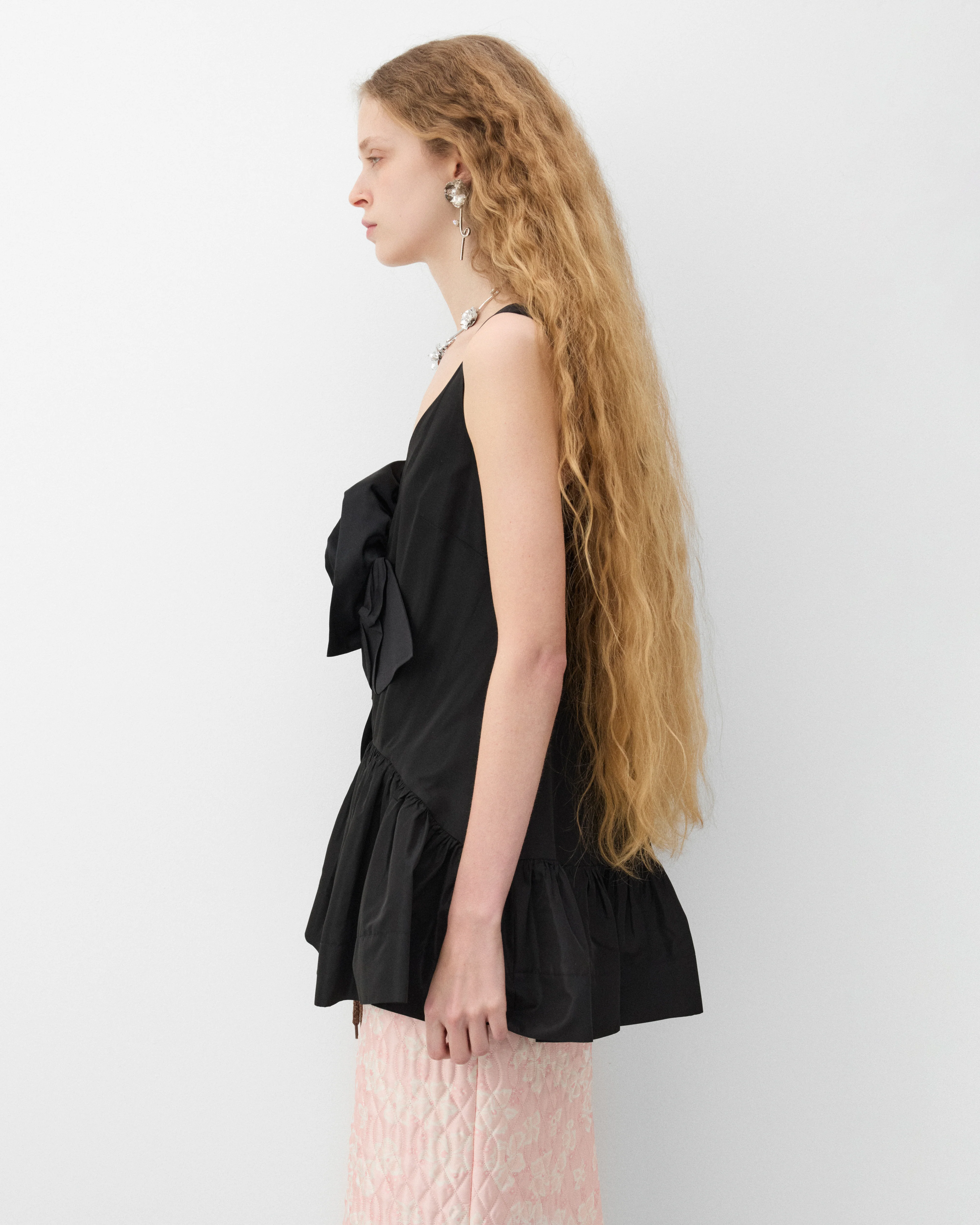 Simone Rocha - Women's Pressed Rosette Tilted Neck Peplum Top - (Black)