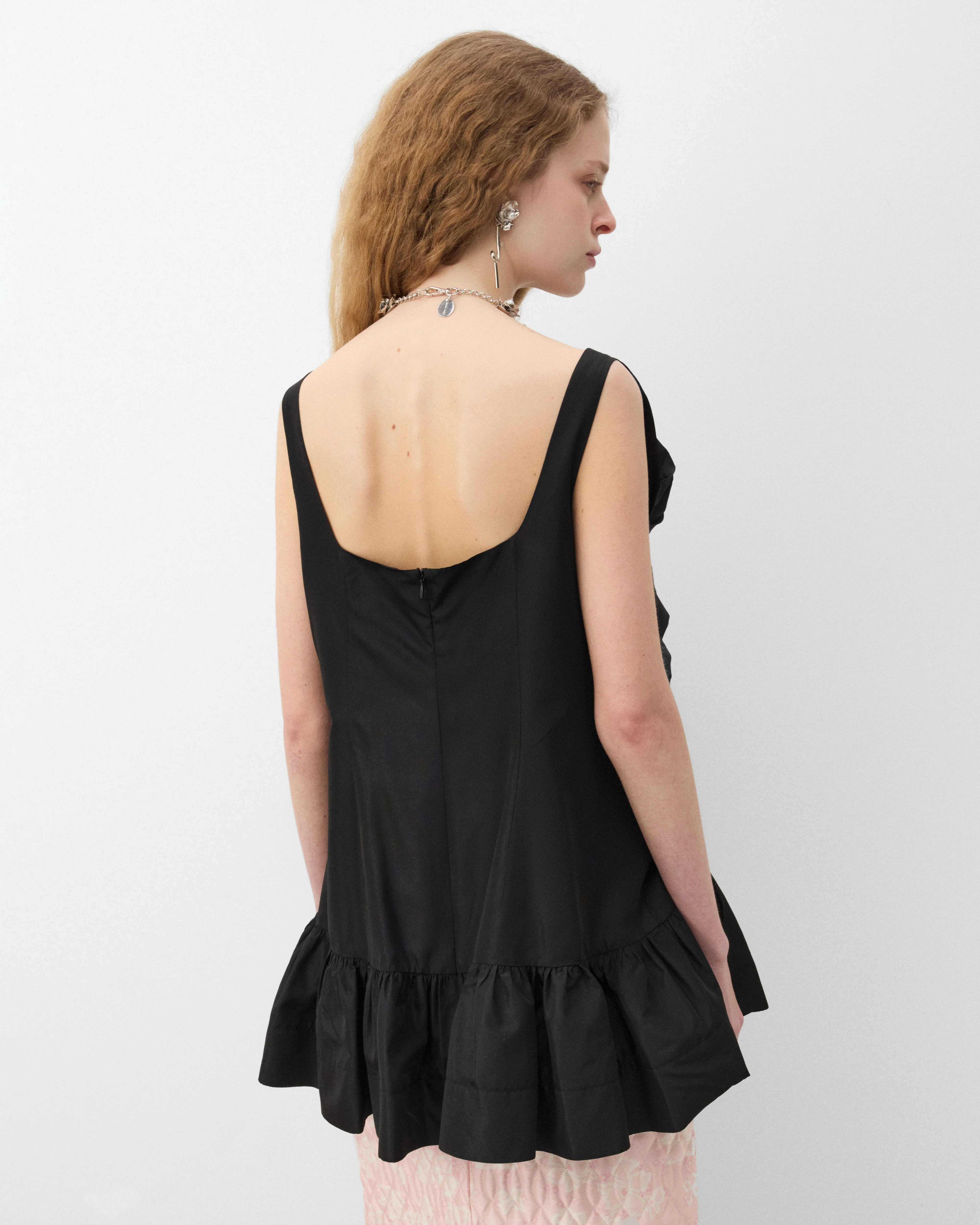 Simone Rocha - Women's Pressed Rosette Tilted Neck Peplum Top - (Black)