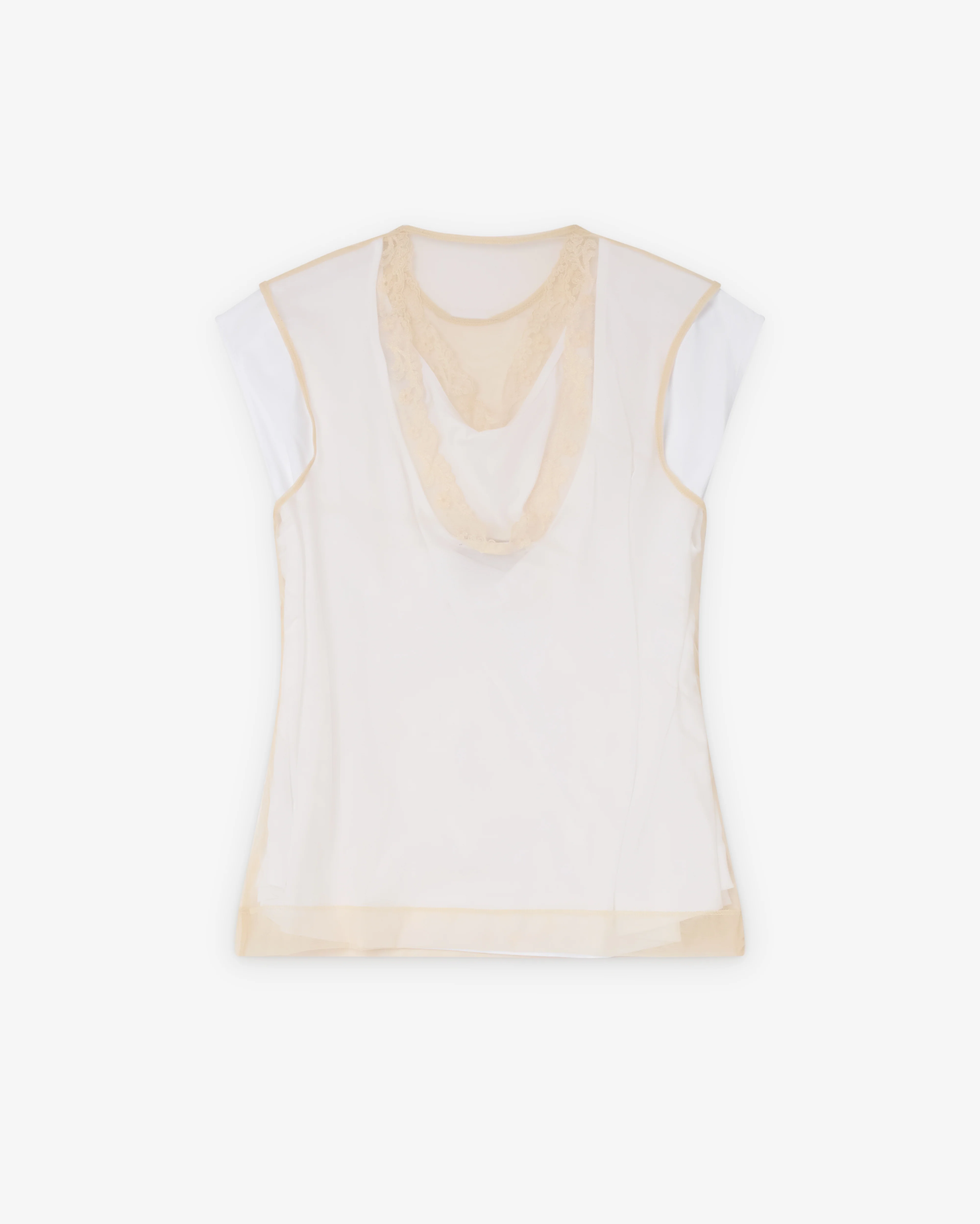 Simone Rocha - Women's Layered Liquid Cap Sleeve Lace Trim T-Shirt - (White)