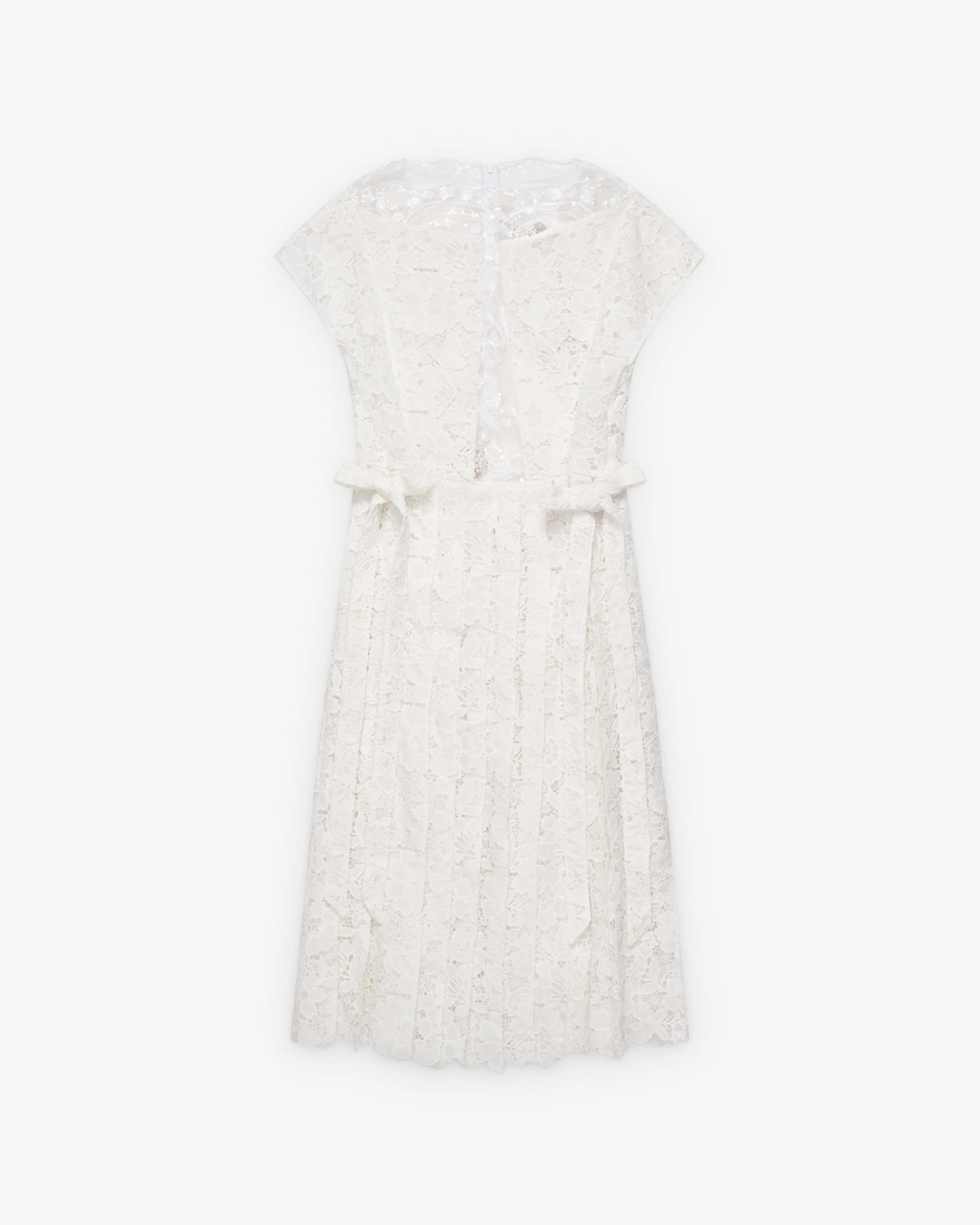 Simone Rocha - Women's Pleated Sheer Panel Flare Dress - (Ivory)