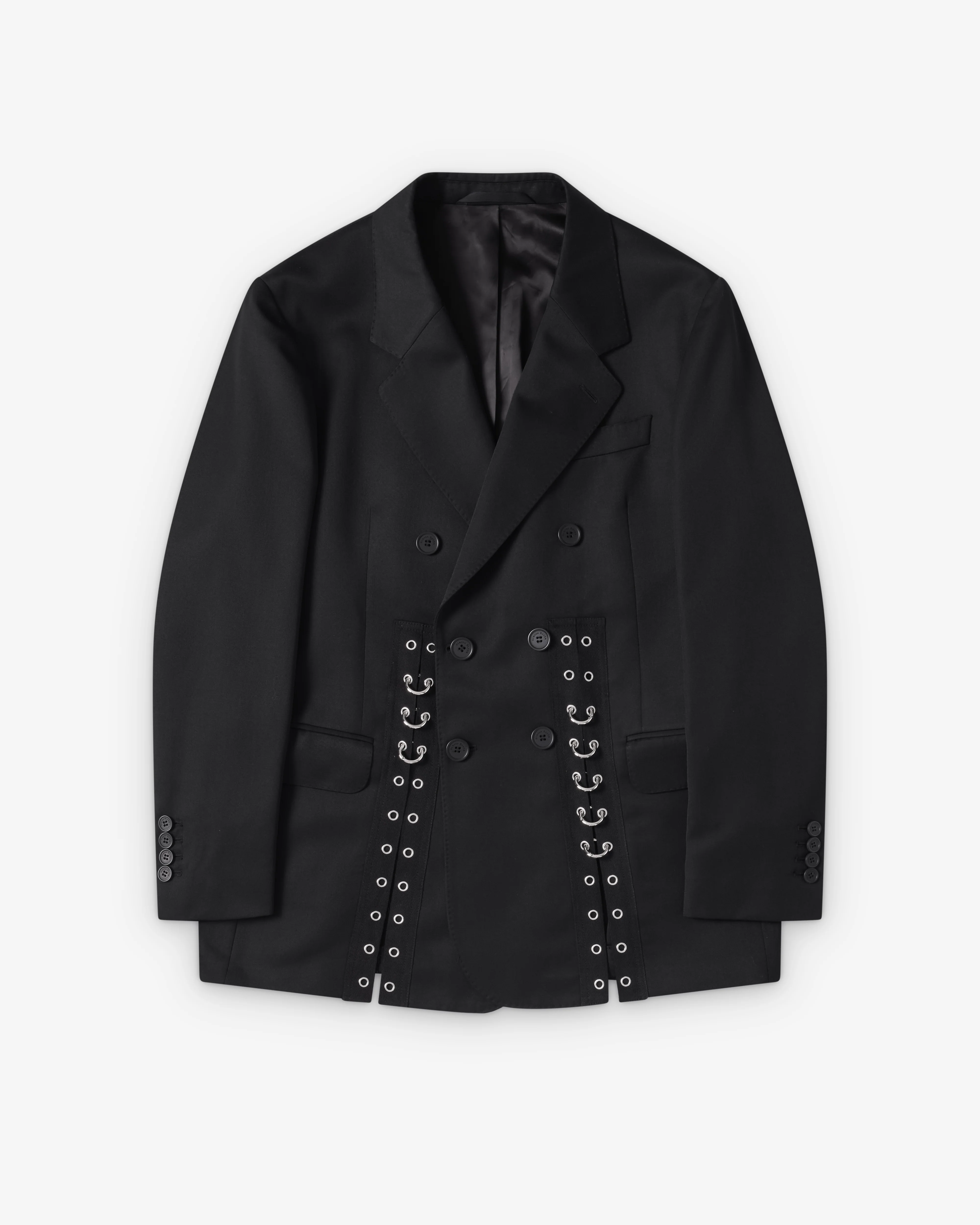 Simone Rocha - Men's Double Breasted Grommet Ring Hem Slice Jacket - (Black)