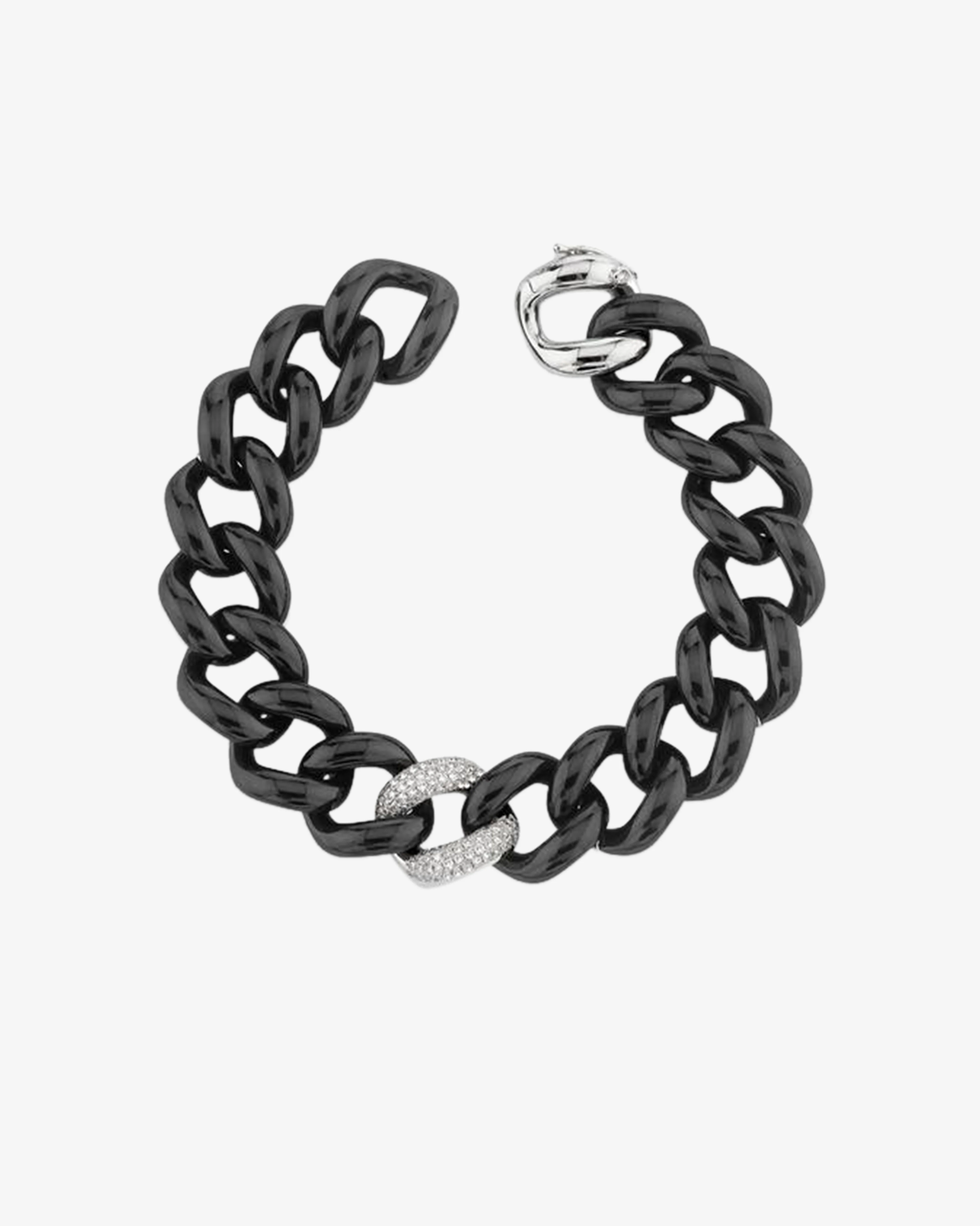 Shay - Women's Pave Ju Black Ceramic Link Bracelet - (Black)