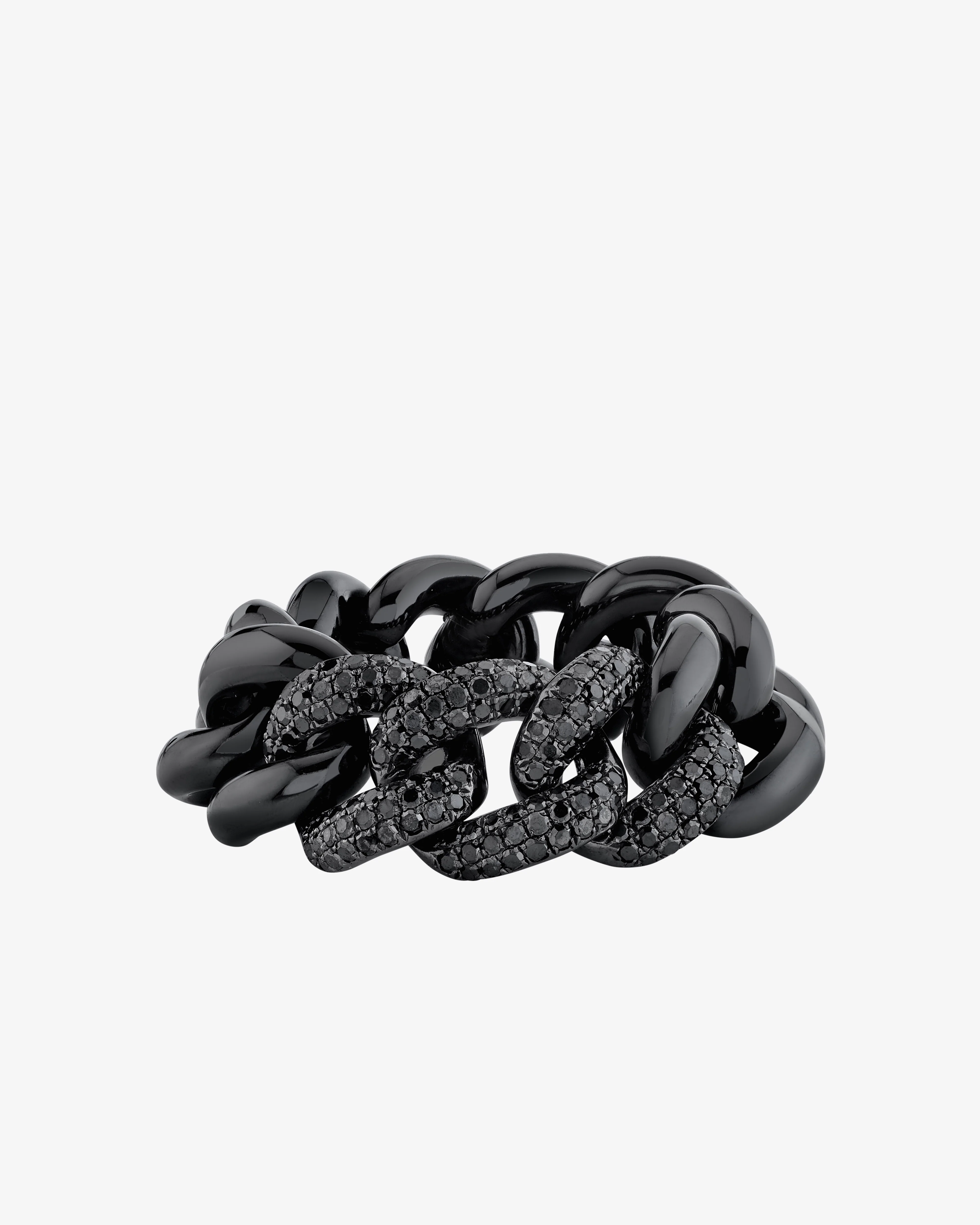 Shay - Women's Triple Pave Ceramic Link Ring - (Black Gold)